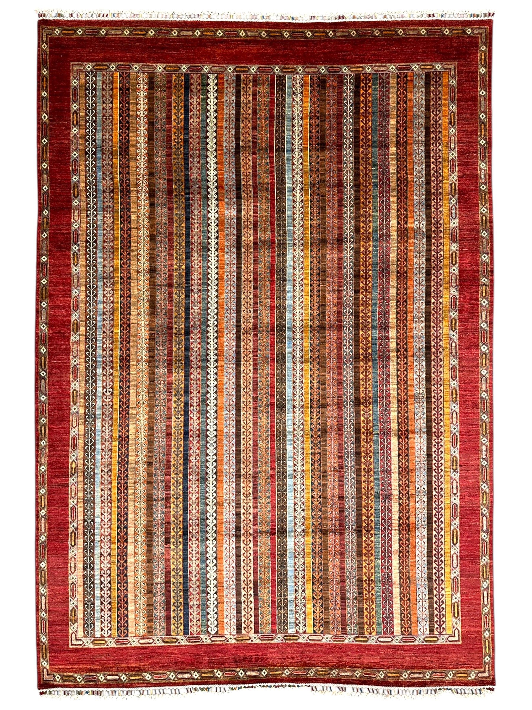 Hand-Knotted Afghani Chobi Khorjeen Wool Rug | 7′1″ x 10′2″