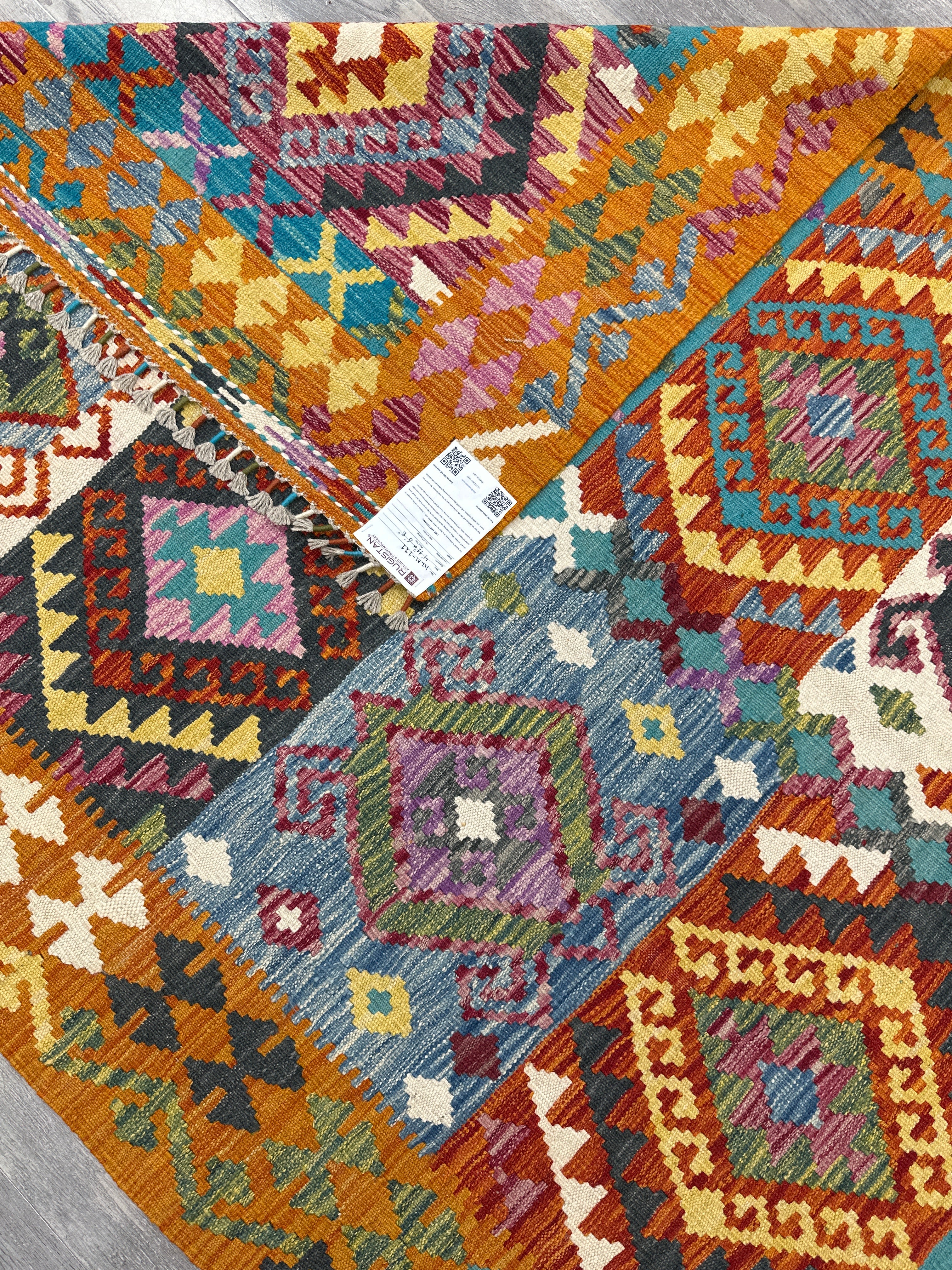 Hand-Woven Afghani Kilim Wool Rug 4'11" x 6'8"