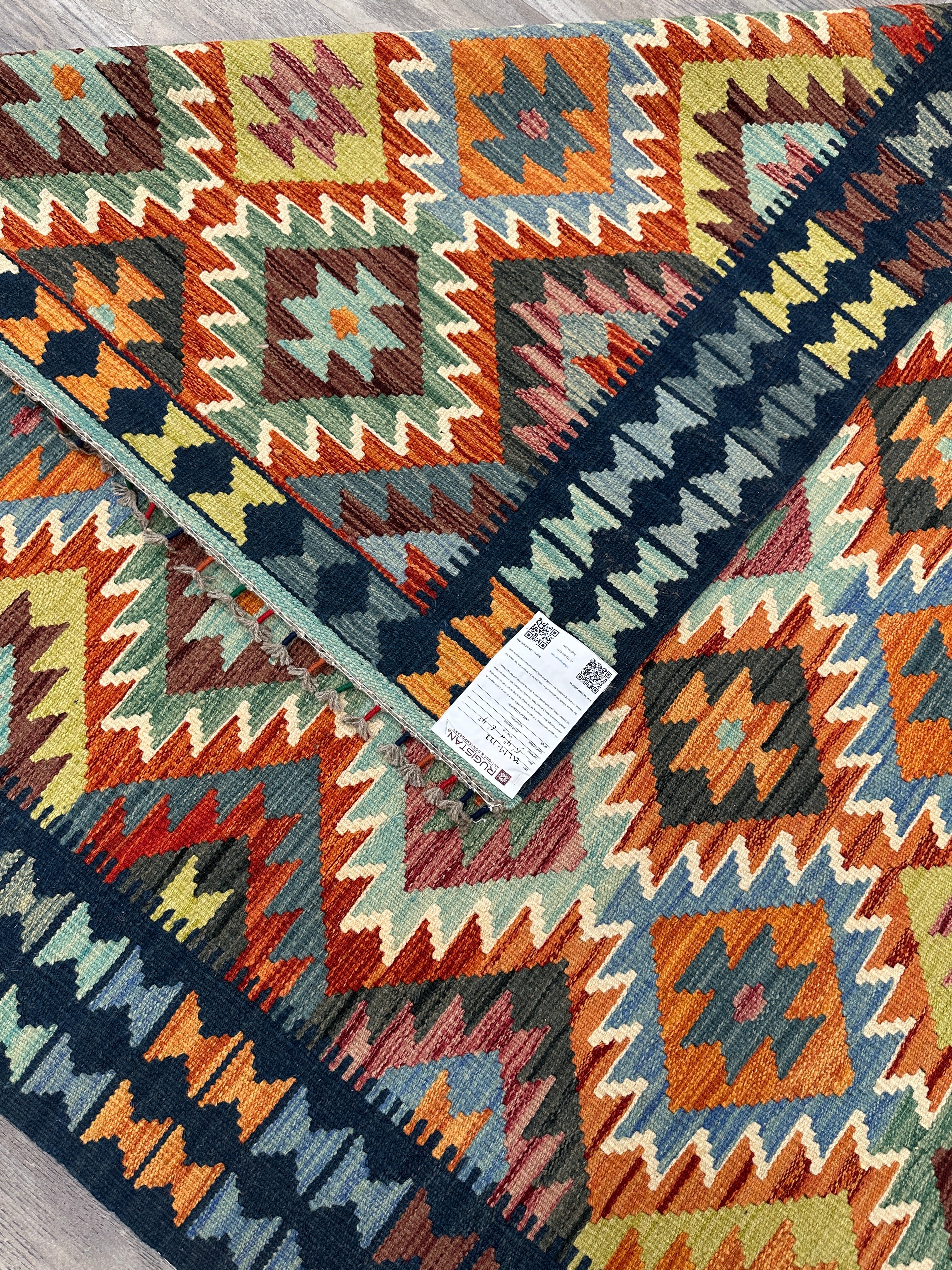 Hand-Woven Afghani Kilim Wool Rug 5'4" x 6'4"