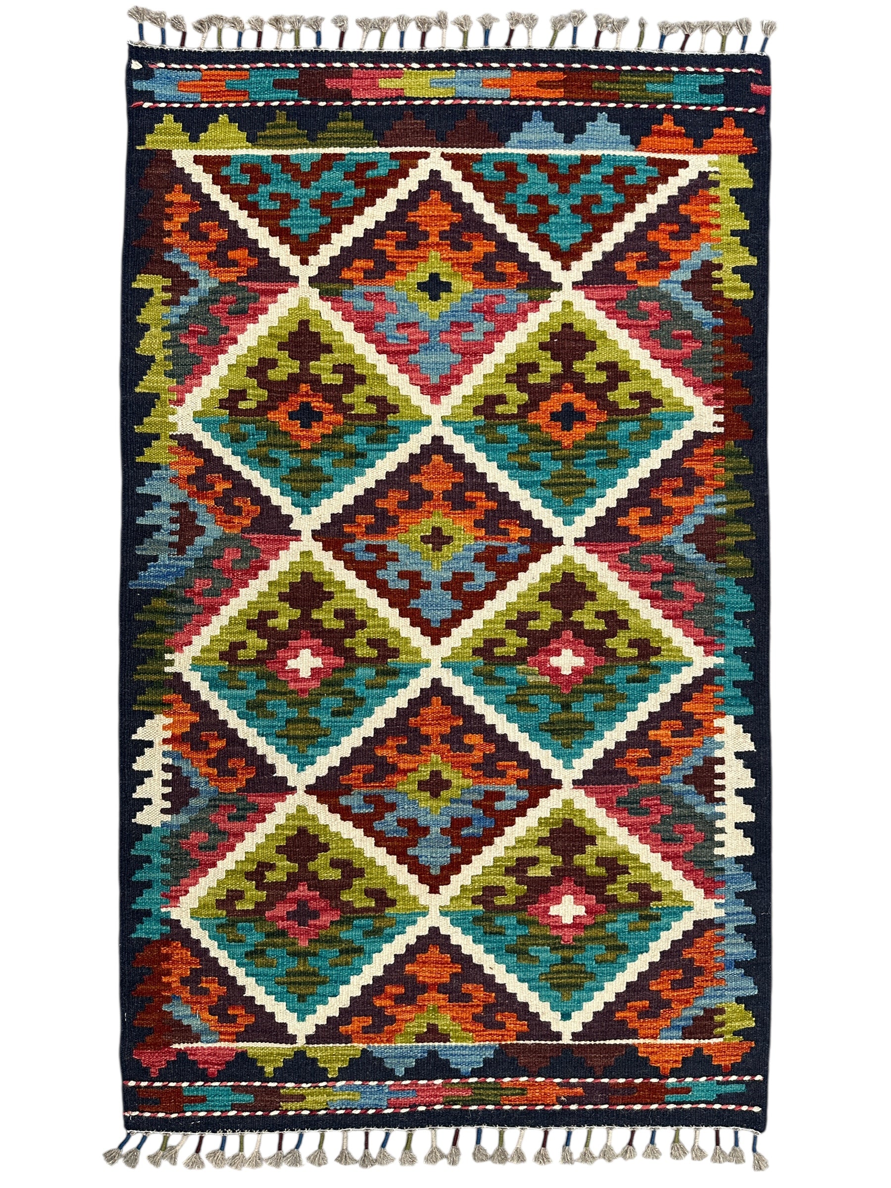 Hand-Woven Afghani Kilim Wool Rug 2'8" x 4'5"