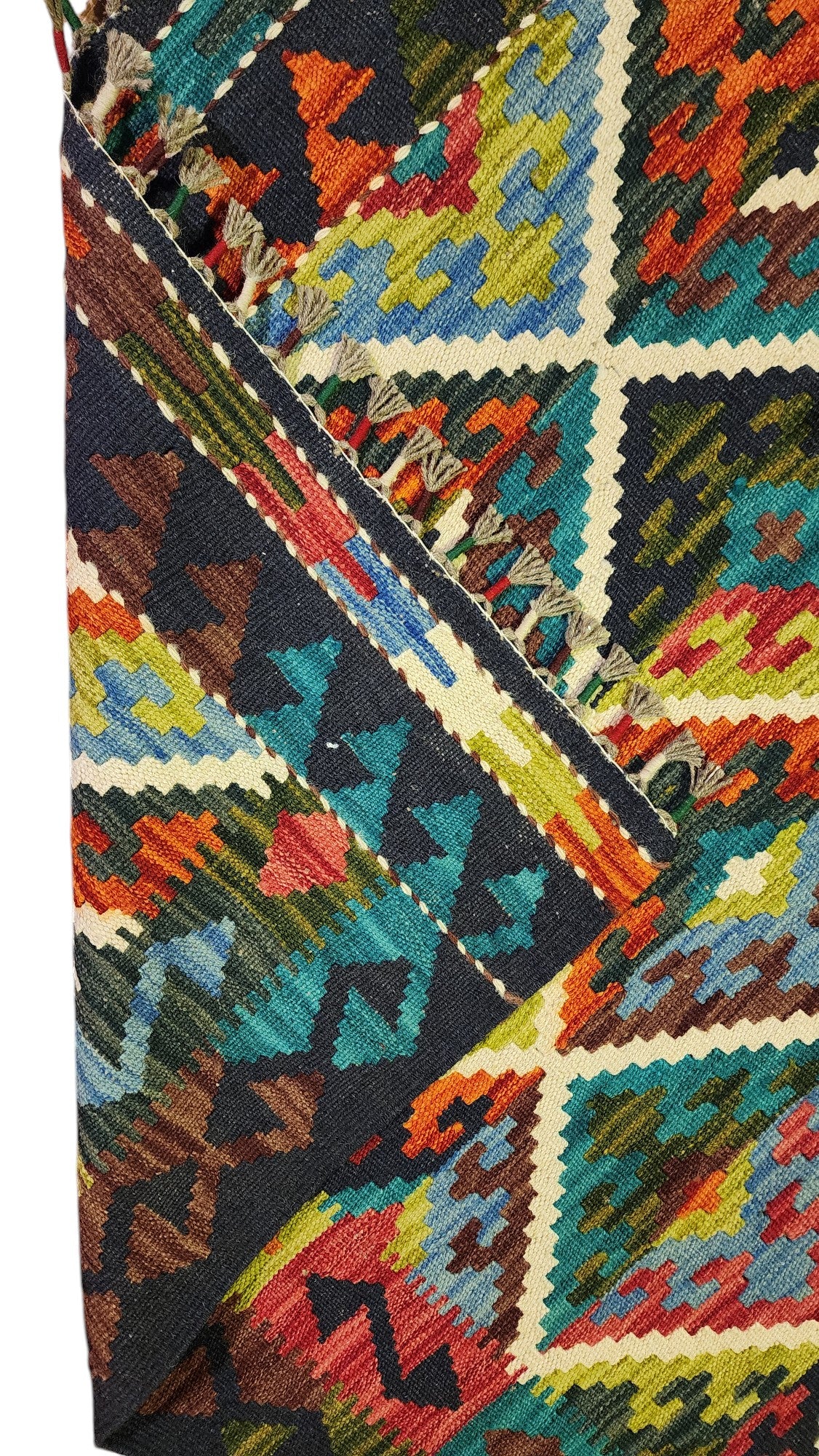 Hand-Woven Afghani Kilim Wool Rug 5'5" x 8'2"