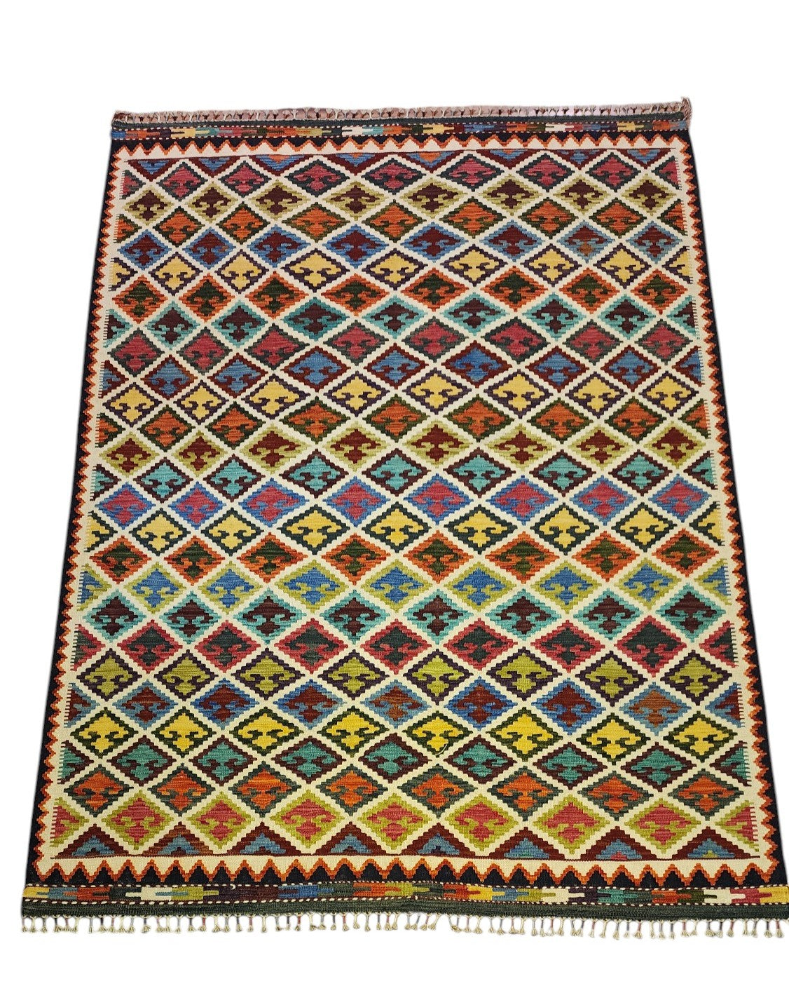 Hand-Woven Afghani Kilim Wool Rug 6' x 8'4"