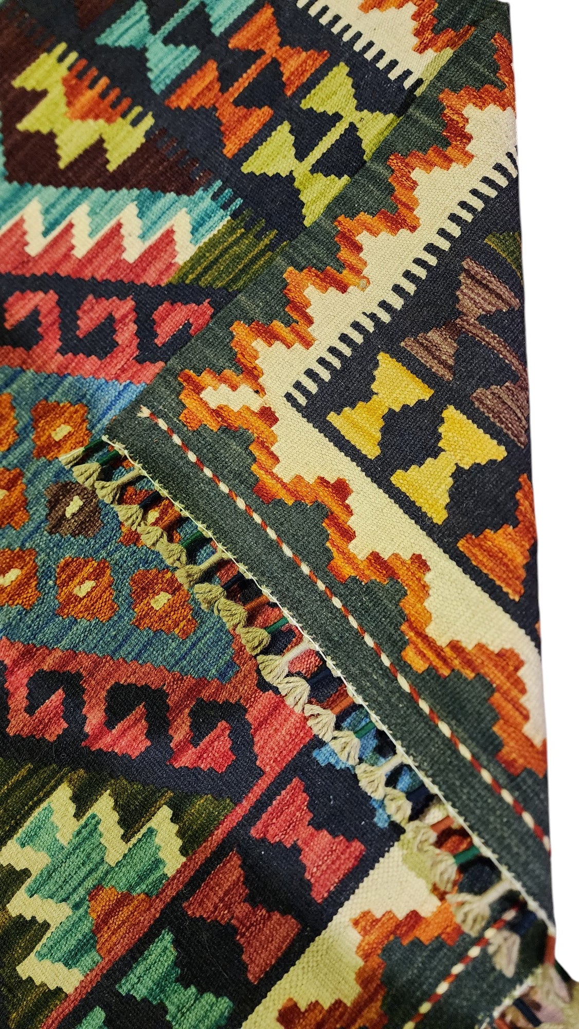 Hand-Woven Afghani Kilim Wool Rug 6'1" x 8'2"