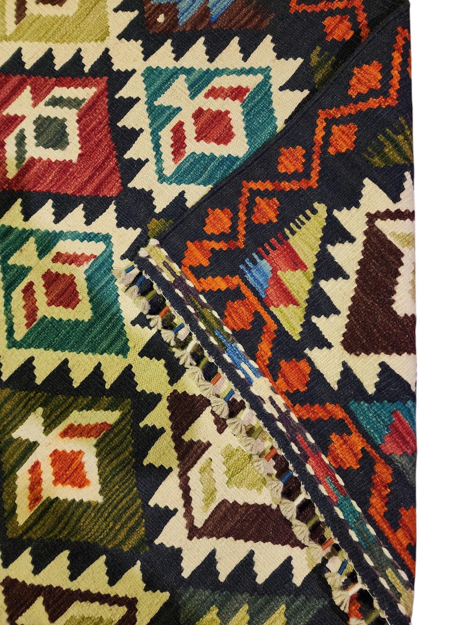 Hand-Woven Afghani Kilim Wool Rug 5'9" x 8'2"