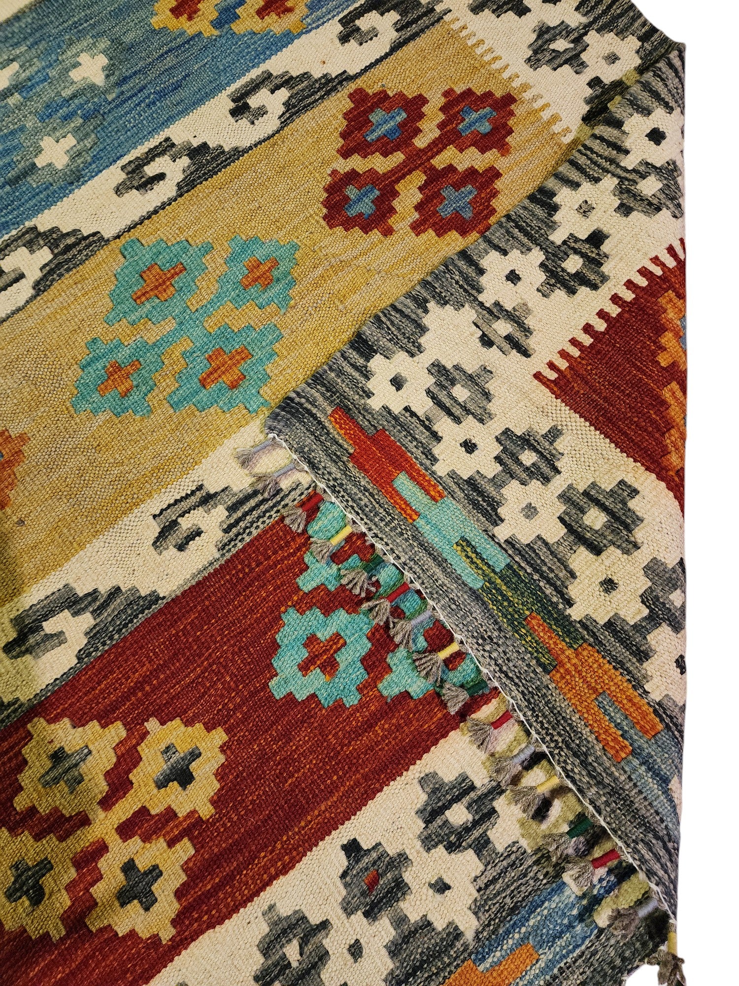 Hand-Woven Afghani Kilim Wool Rug 5'6" x 7'10"