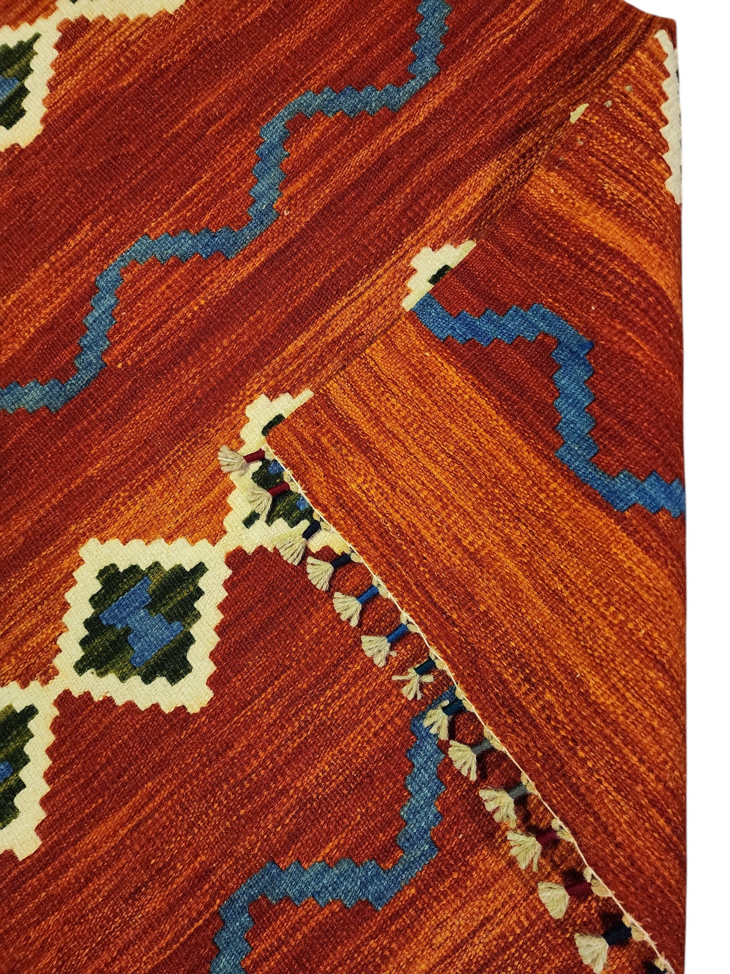 Hand-Woven Afghani Kilim Wool Rug 4'2" x 5'9"