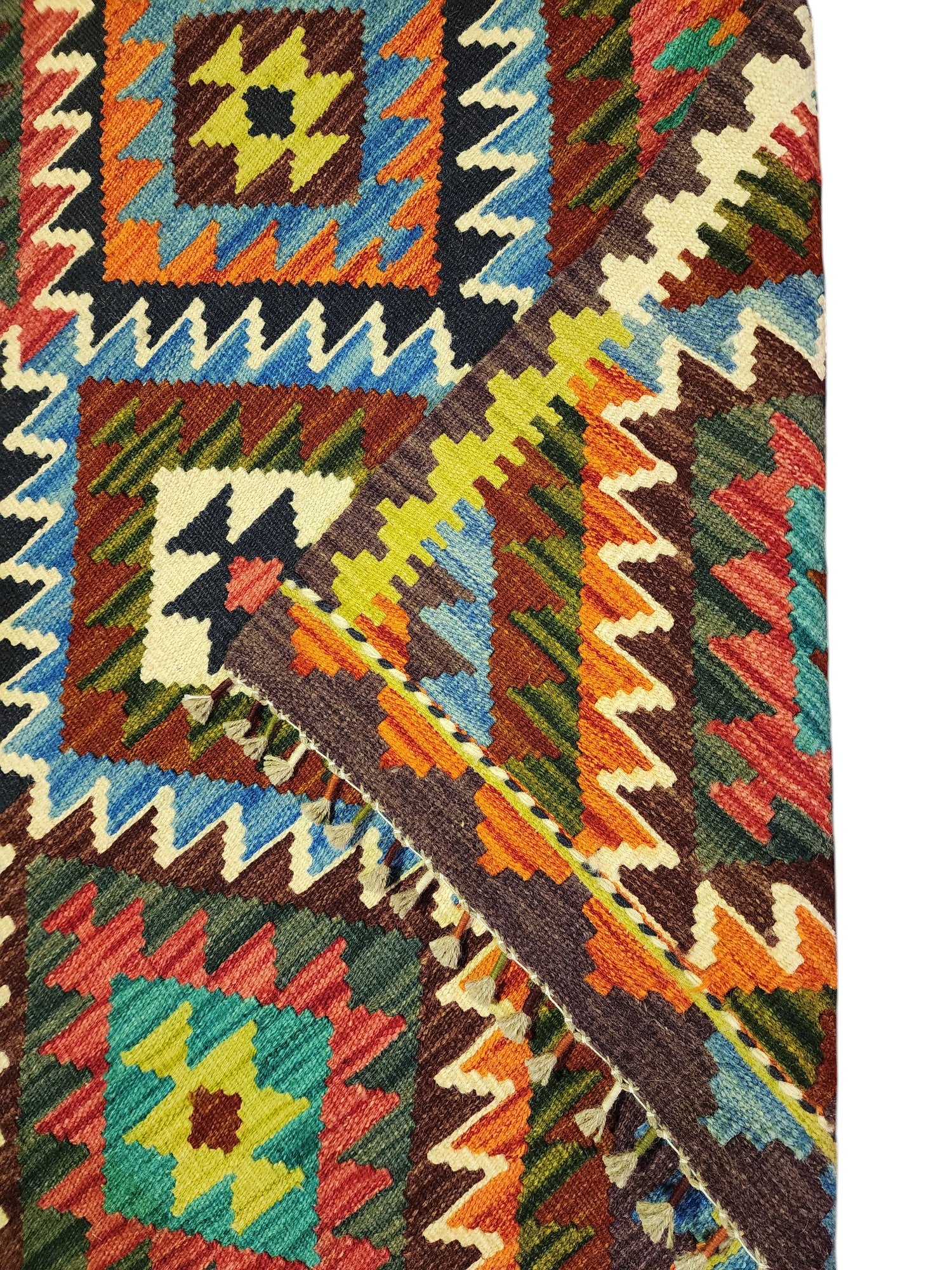 Hand-Woven Afghani Kilim Wool Rug 4'3" x 6'1"