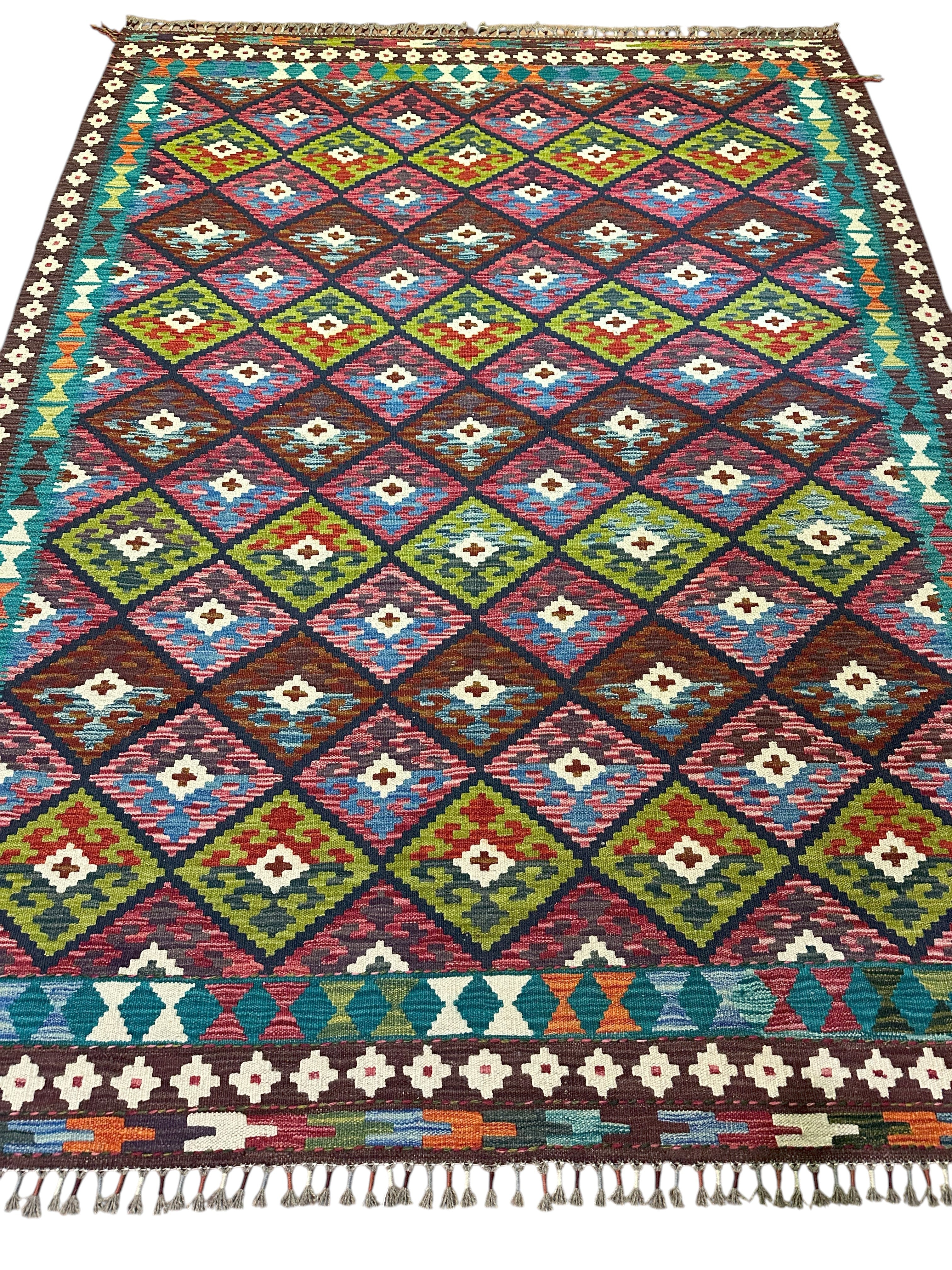 Hand-Woven Afghani Kilim Wool Rug 6' x 7'11"