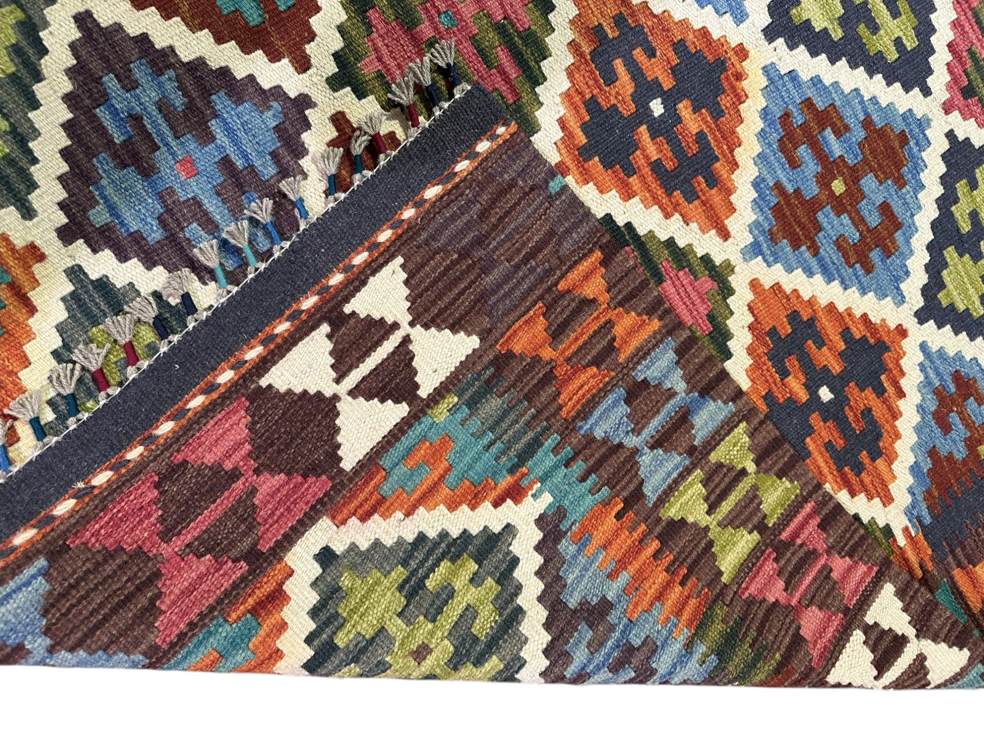 Hand-Woven Afghani Kilim Wool Rug 5'6" x 8'2"