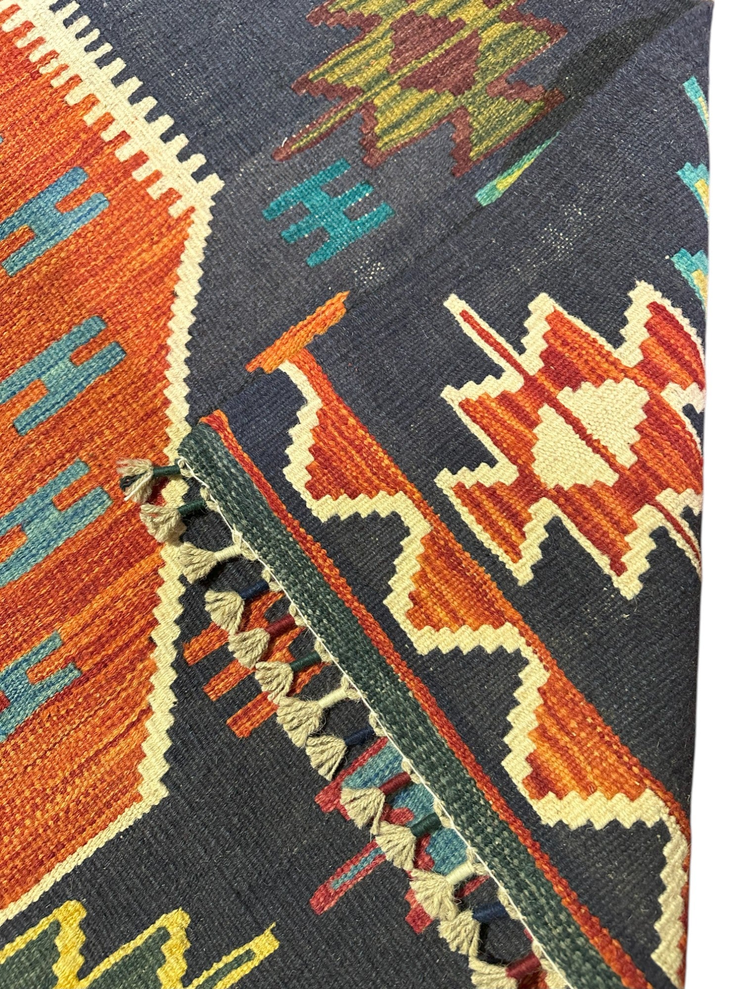 Hand-Woven Afghani Kilim Wool Rug 5'1" x 6'11"