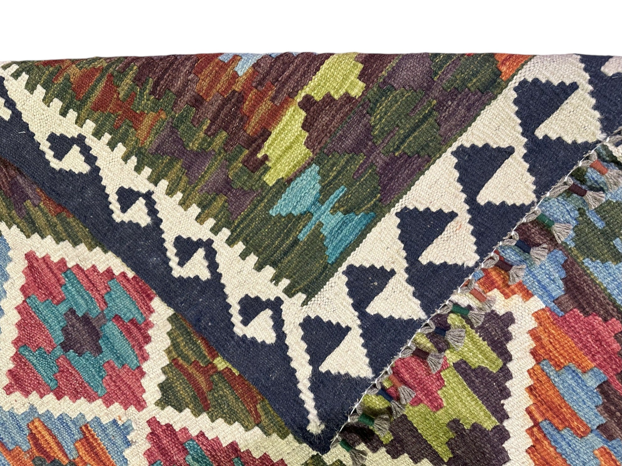 Hand-Woven Afghani Kilim Wool Rug 5'11" x 8'4"
