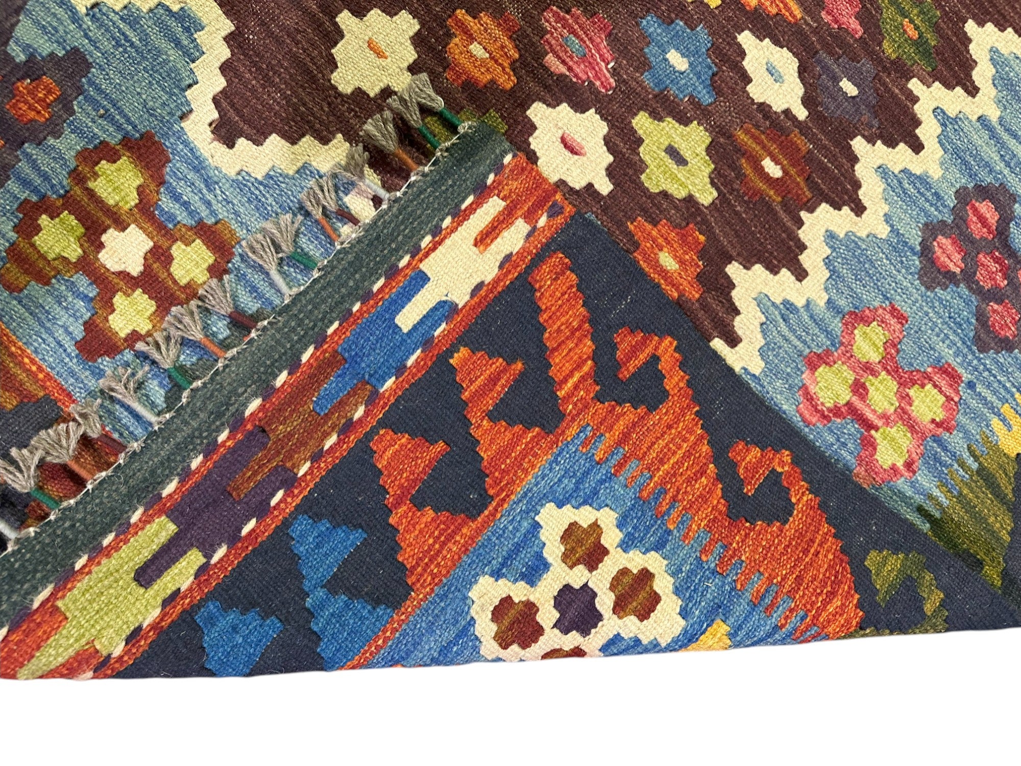 Hand-Woven Afghani Kilim Wool Rug 5'9" x 8'5"