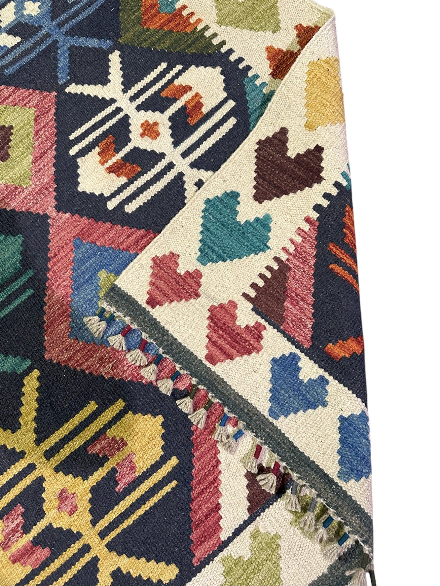 Hand-Woven Afghani Kilim Wool Rug 5'9" x 8'5"