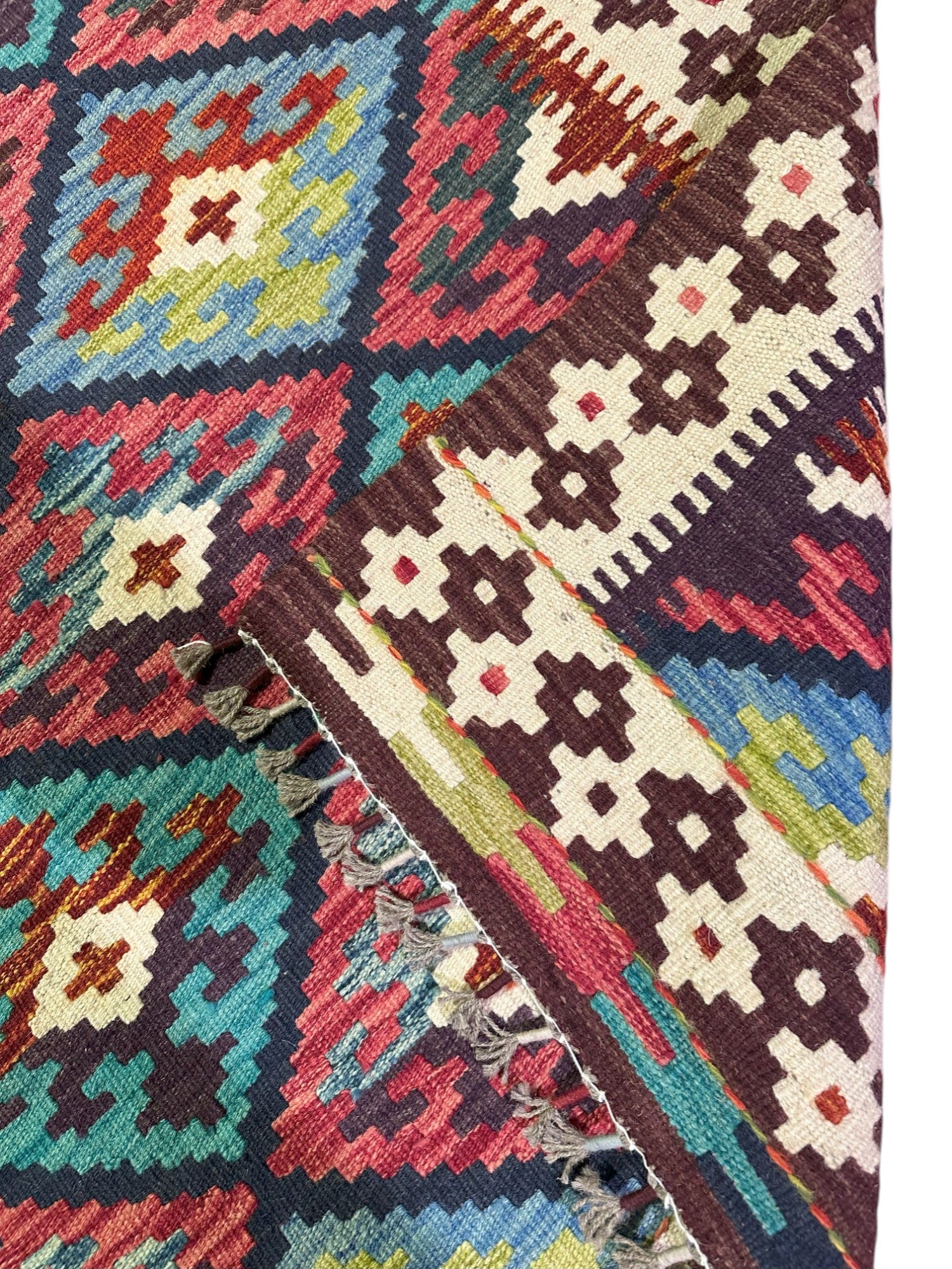 Hand-Woven Afghani Kilim Wool Rug 6' x 7'7"