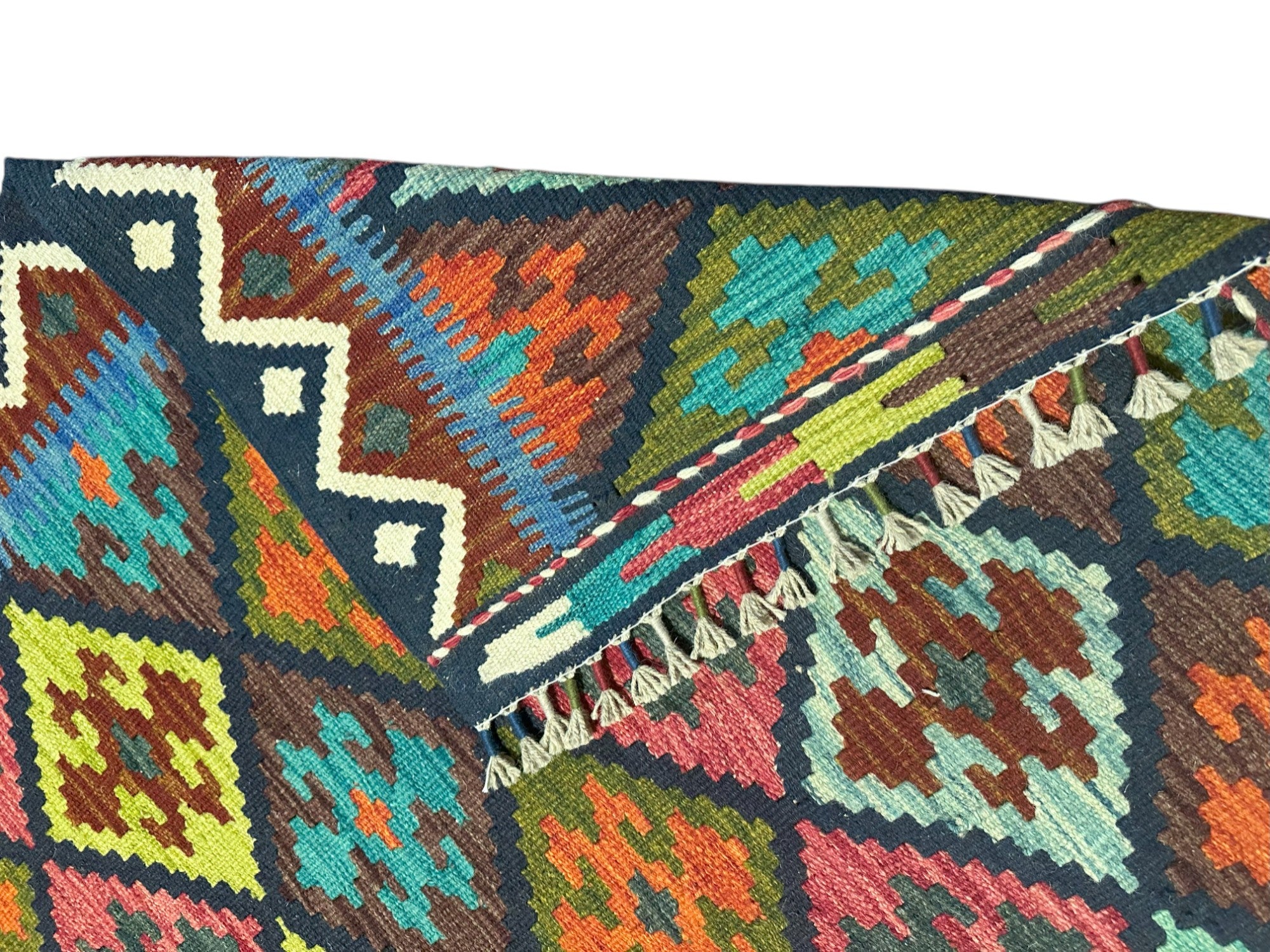 Hand-Woven Afghani Kilim Wool Rug 4'1" x 6'