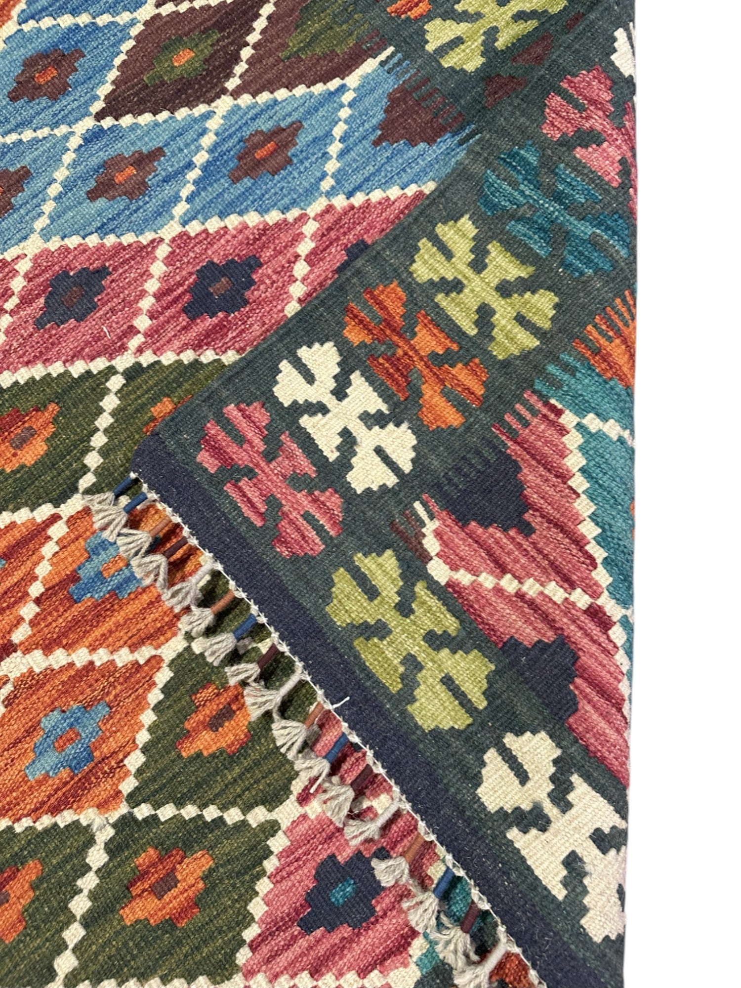 Hand-Woven Afghani Kilim Wool Rug 4'5" x 5'9"