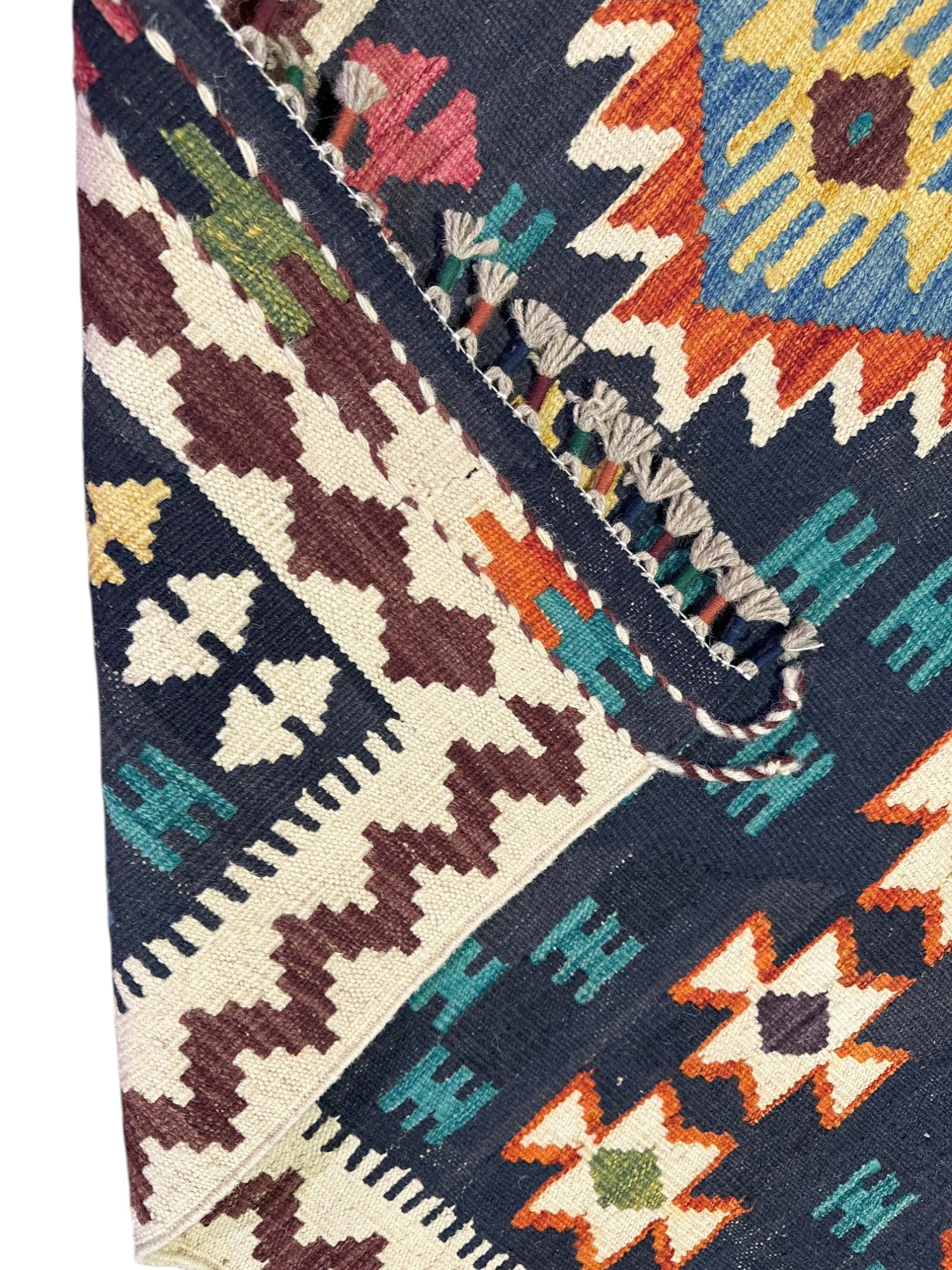 Hand-Woven Afghani Kilim Wool Rug 4' x 6'4"