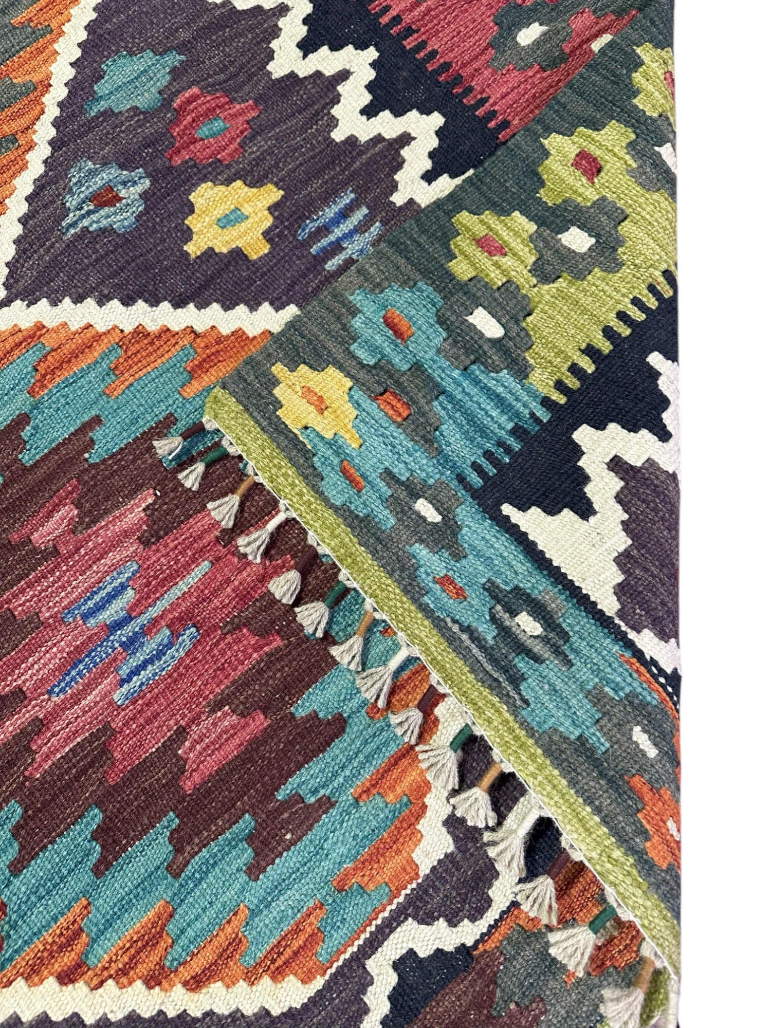 Hand-Woven Afghani Kilim Wool Rug 3'10" x 6'2"