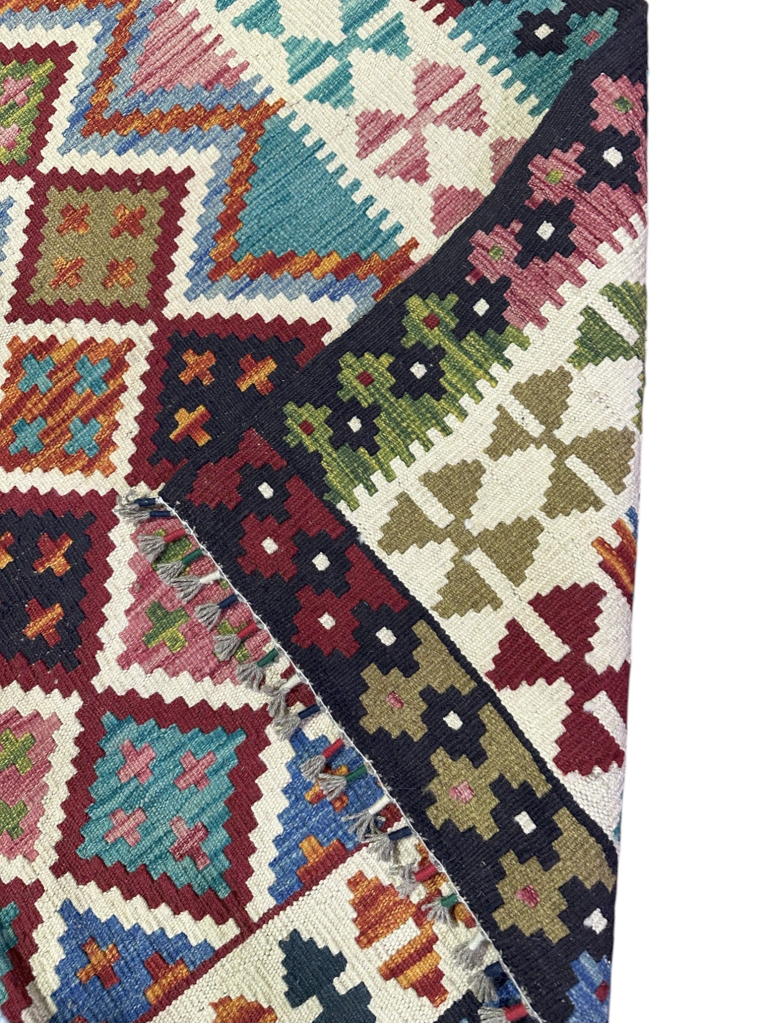 Hand-Woven Afghani Kilim Wool Rug 4'2" x 6'1"