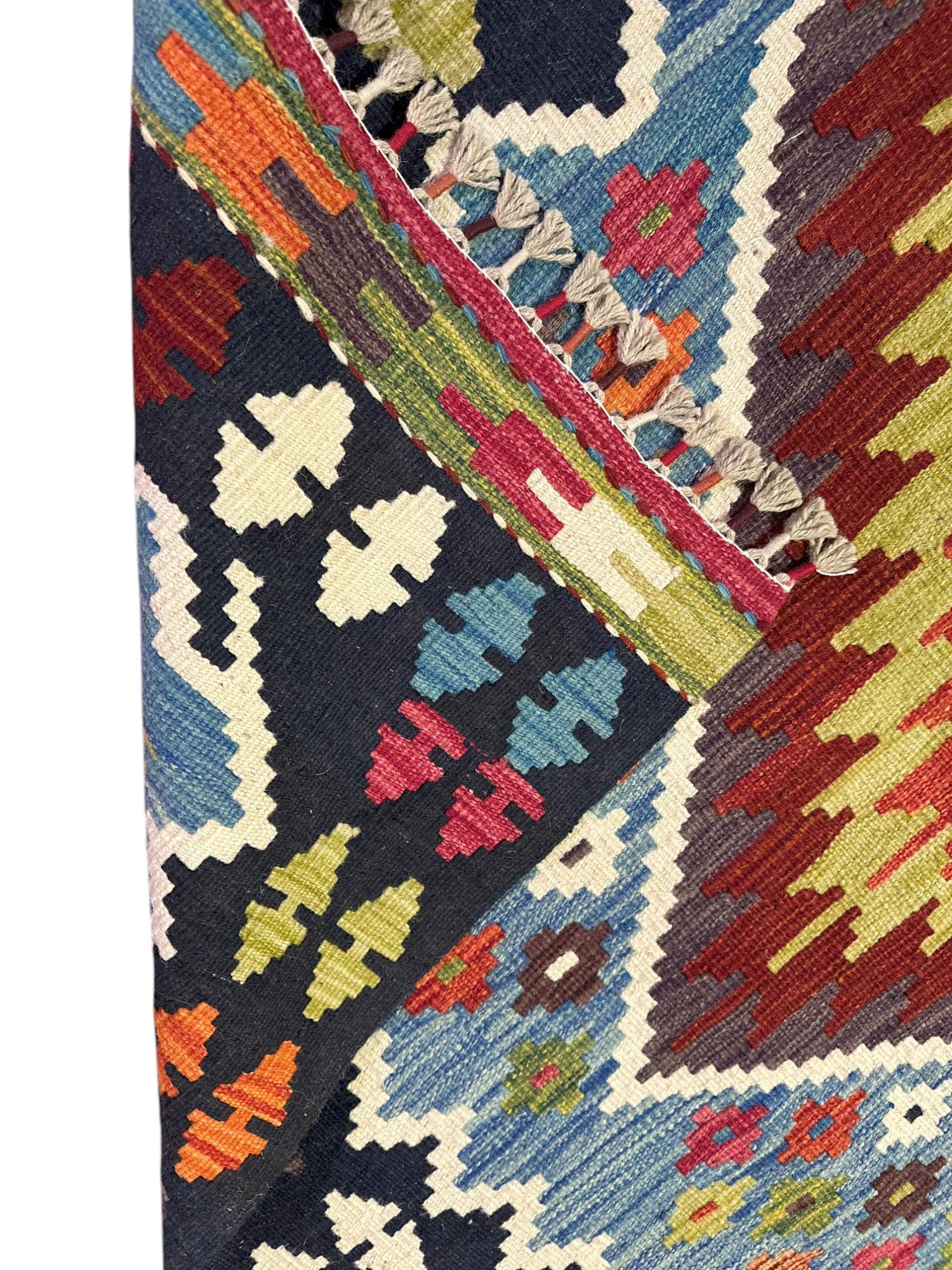 Hand-Woven Afghani Kilim Wool Rug 5'2" x 7'7"
