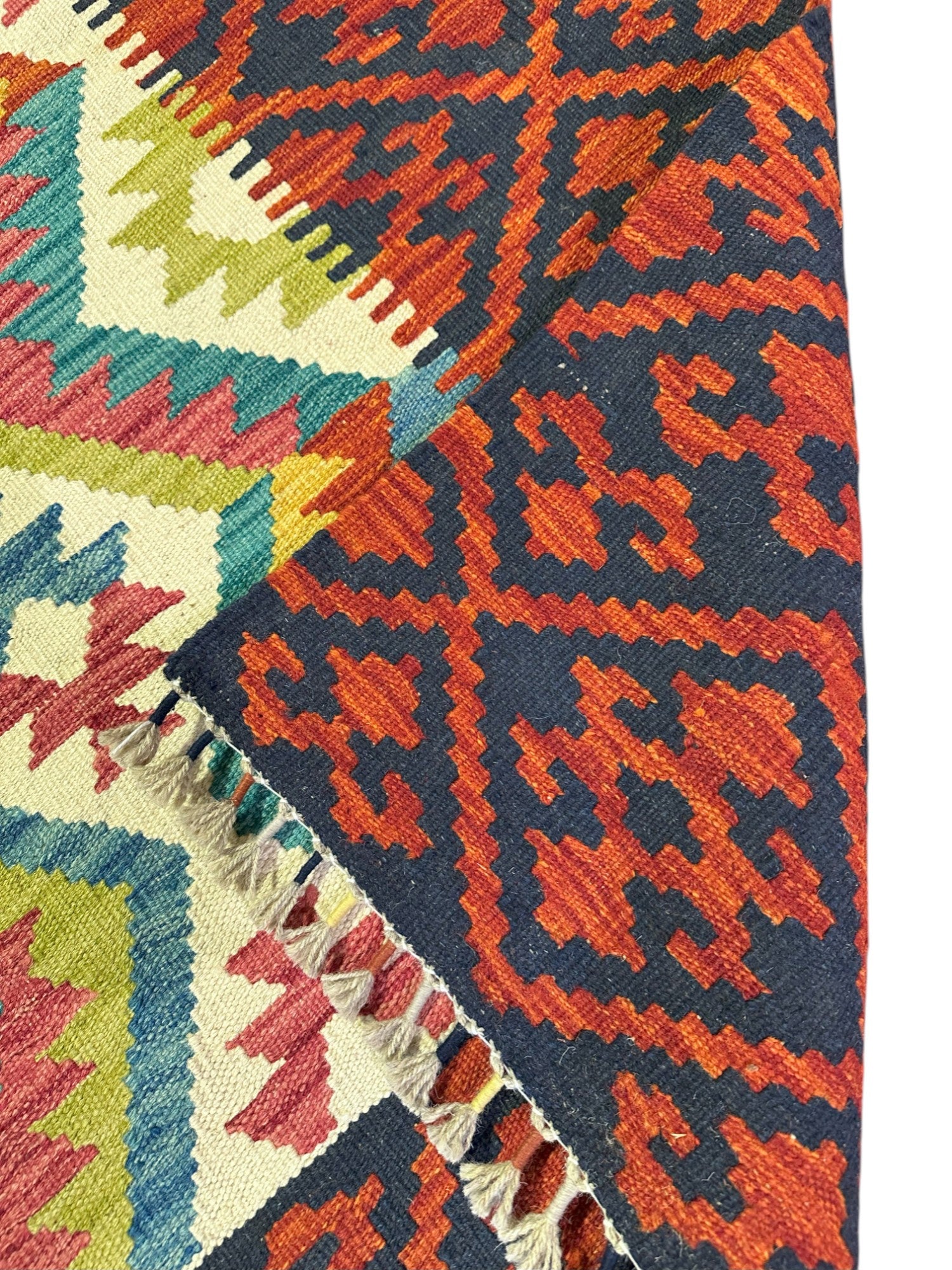 Hand-Woven Afghani Kilim Wool Rug 4'11" x 6'8"