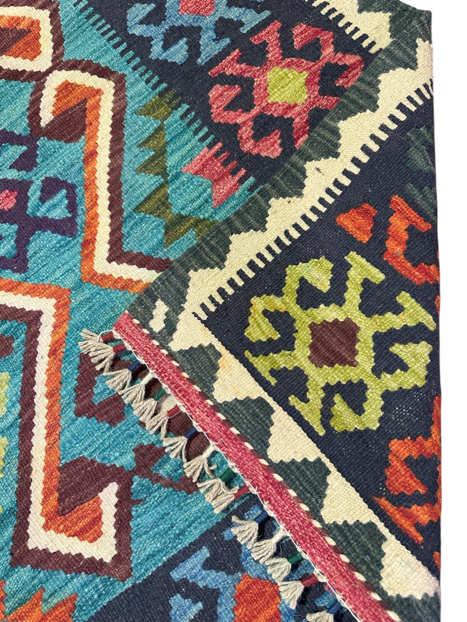 Hand-Woven Afghani Kilim Wool Rug 5' x 6'7"