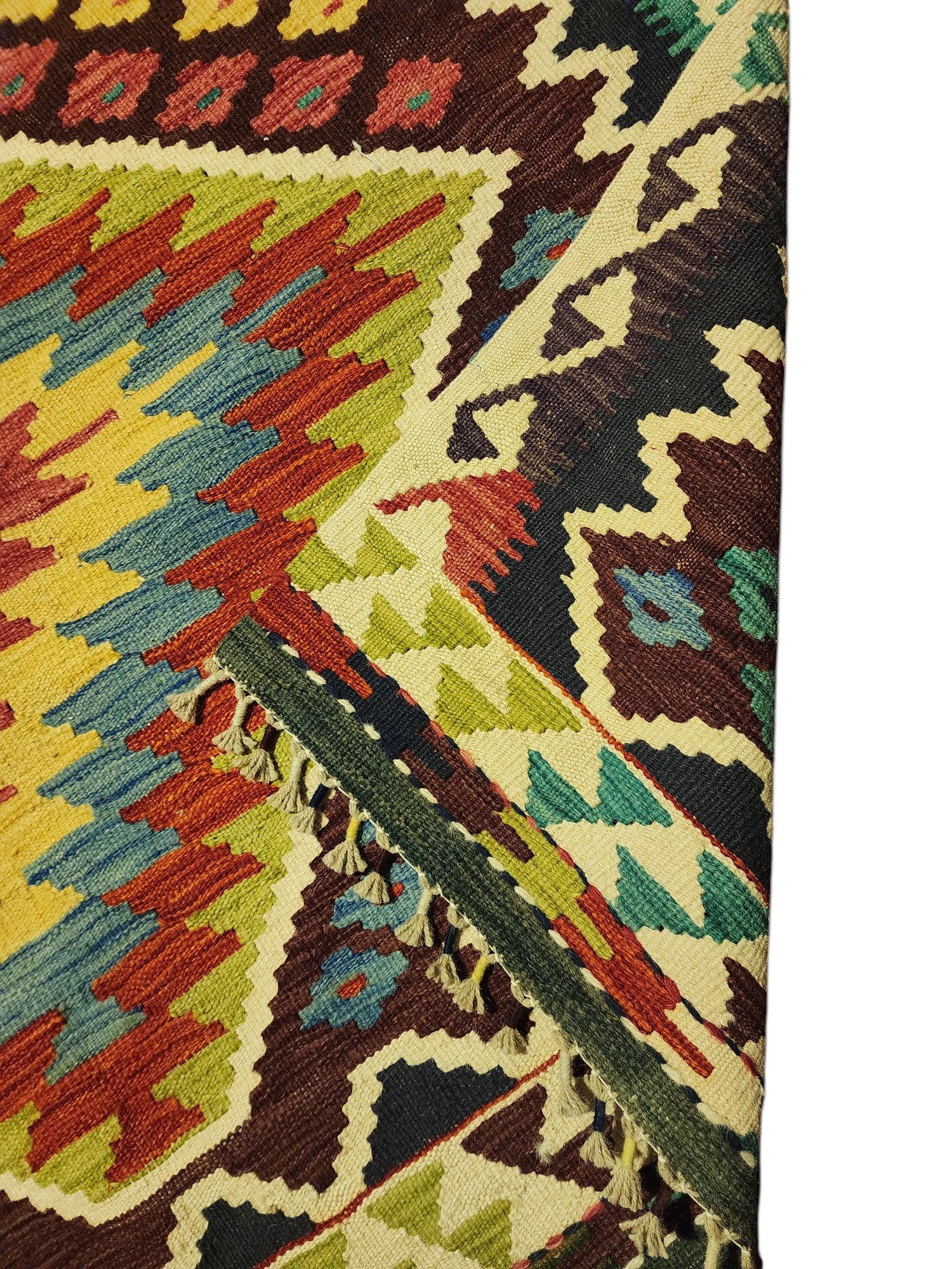 Hand-Woven Afghani Kilim Wool Rug 5' x 6'9"