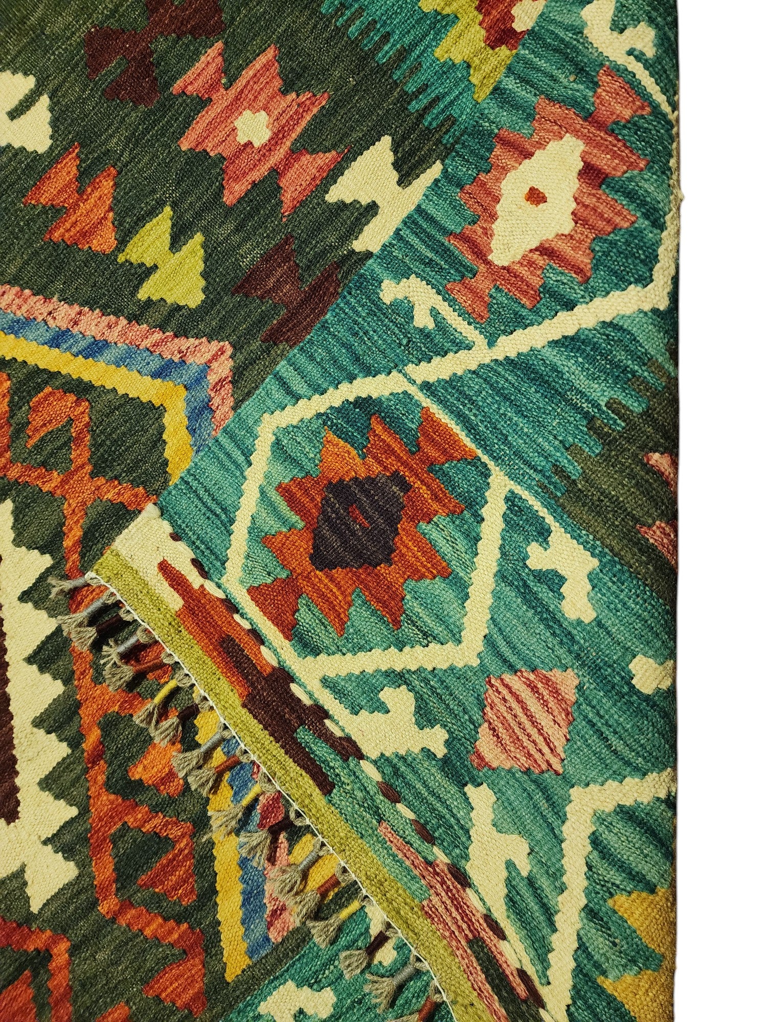Hand-Woven Afghani Kilim Wool Rug 4'10" x 6'9"