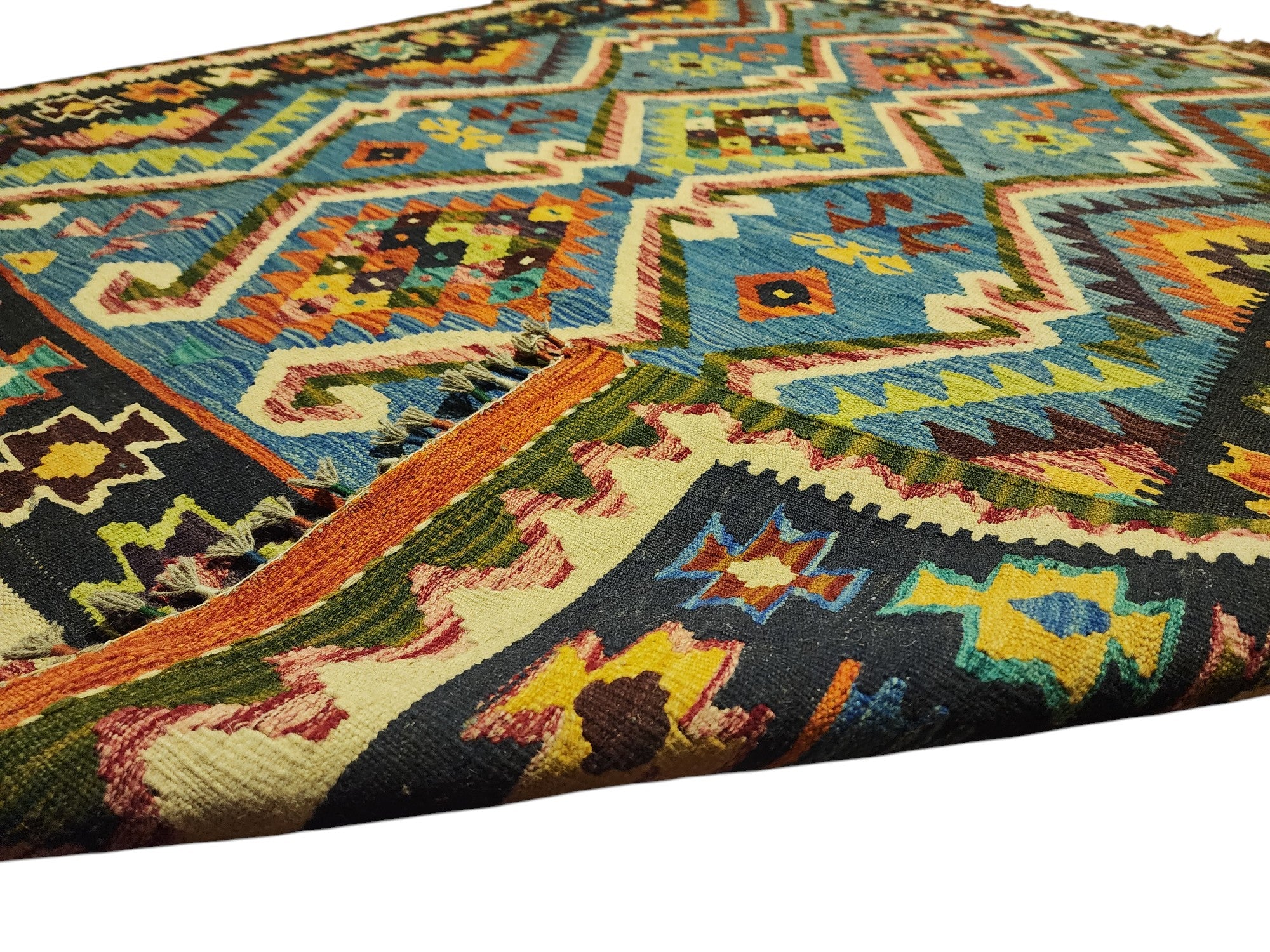 Hand-Woven Afghani Kilim Wool Rug 4'11" x 6'7"