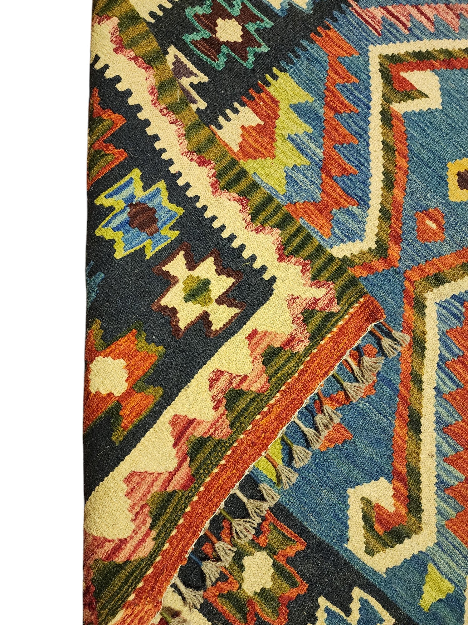 Hand-Woven Afghani Kilim Wool Rug 4'11" x 6'11"
