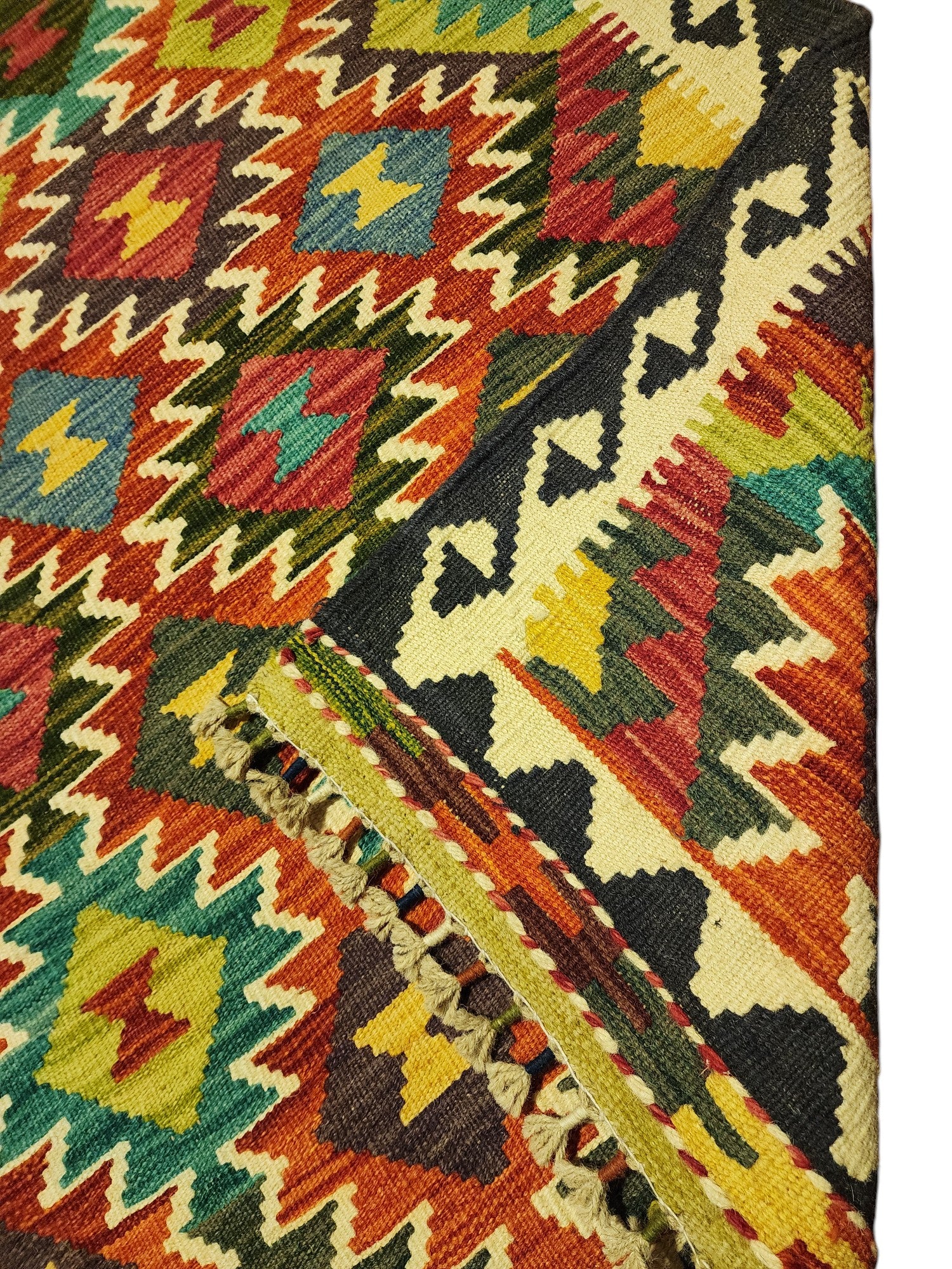 Hand-Woven Afghani Kilim Wool Rug 3'5" x 5'1"