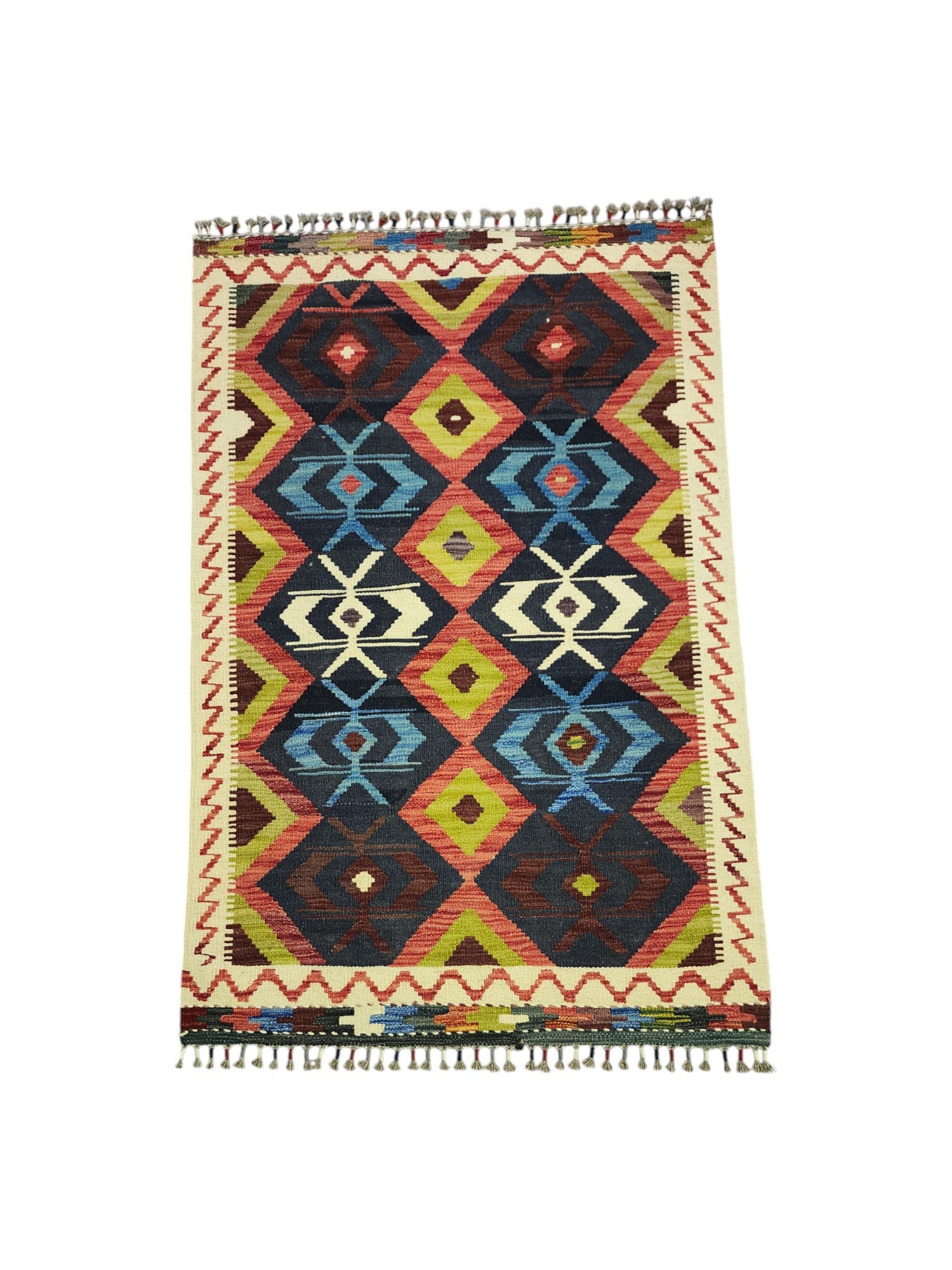 Hand-Woven Afghani Kilim Wool Rug 3'3" x 5'