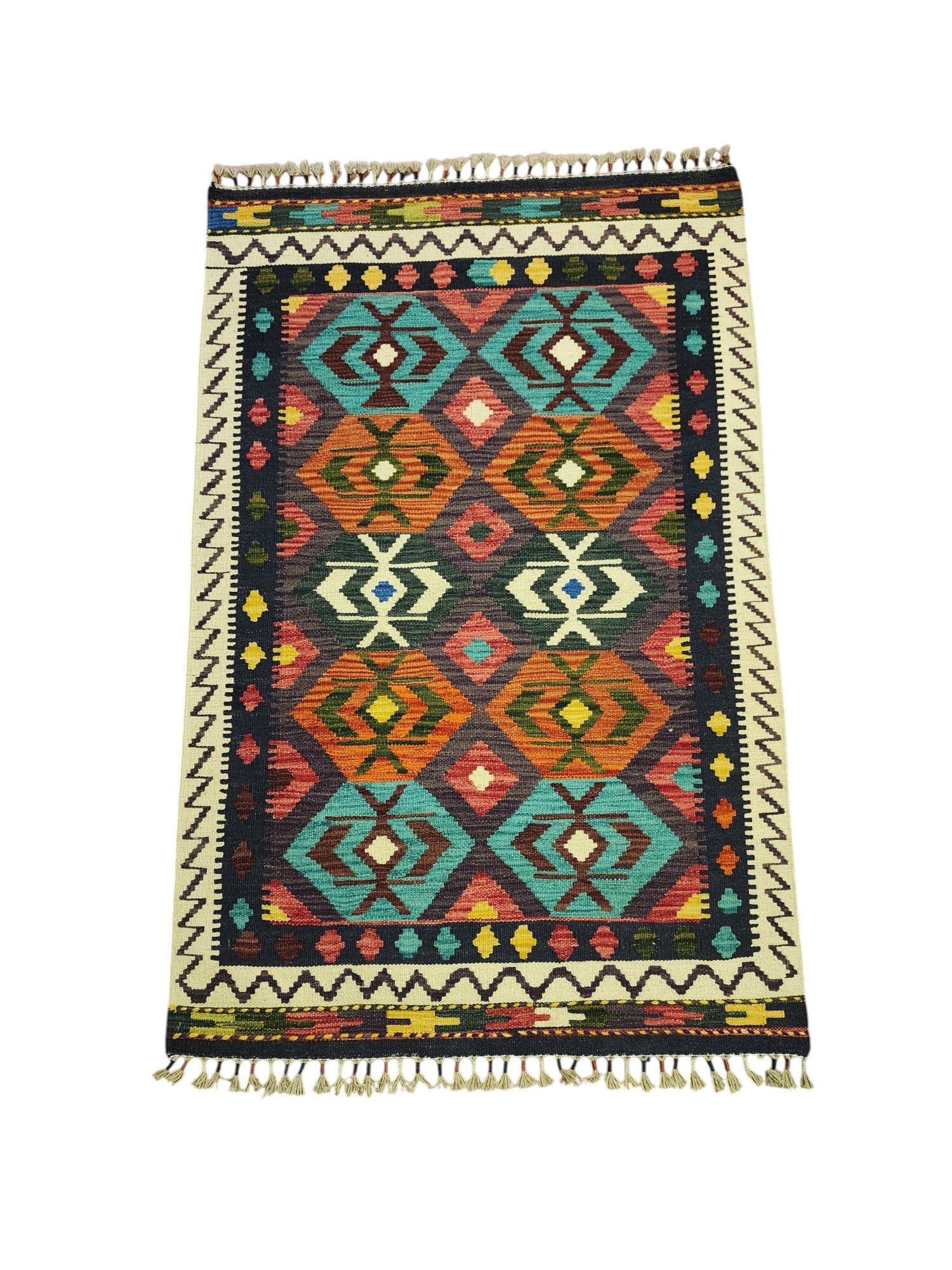 Hand-Woven Afghani Kilim Wool Rug 3'3" x 5'