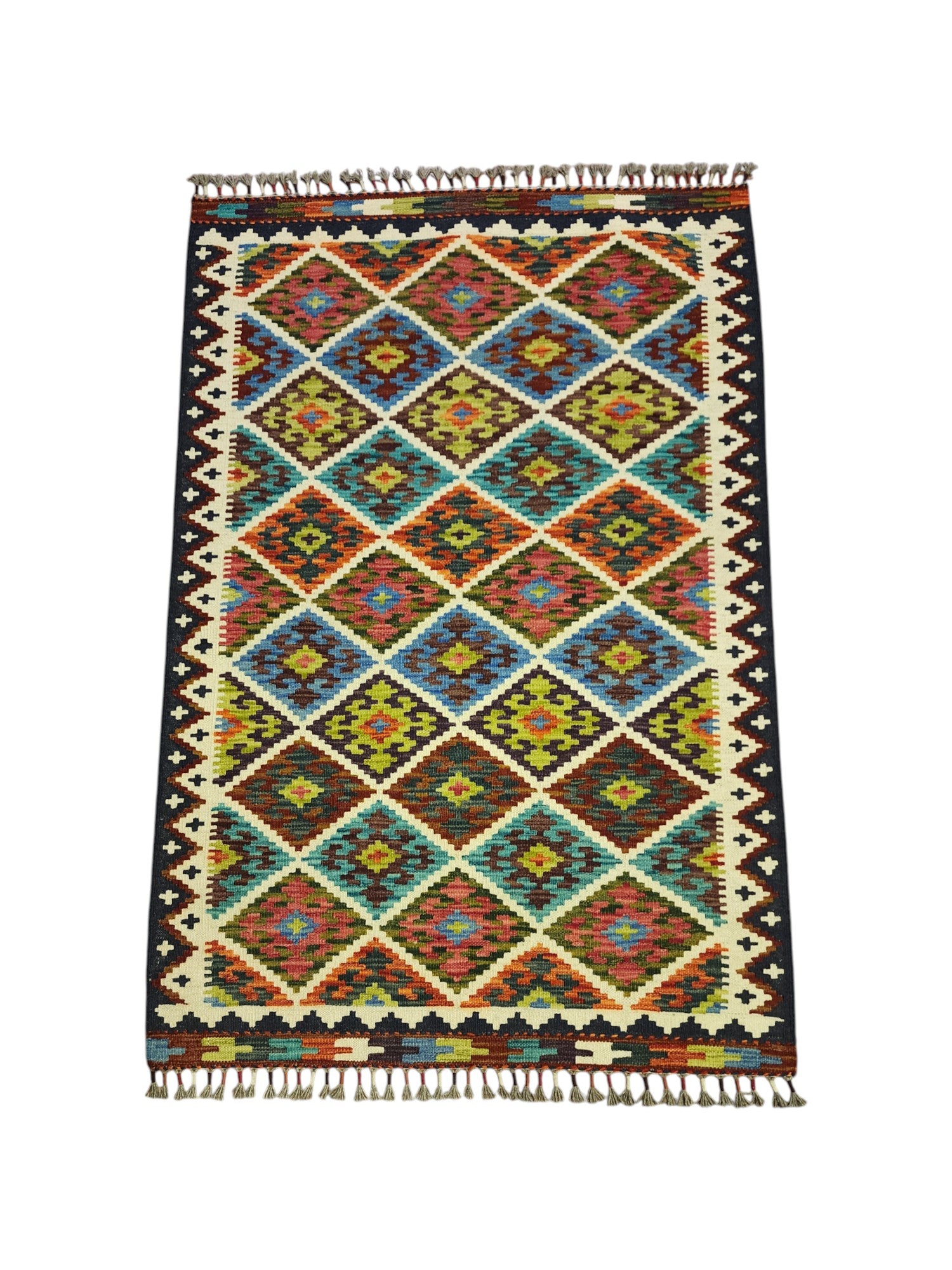 Hand-Woven Afghani Kilim Wool Rug 3'5" x 5'