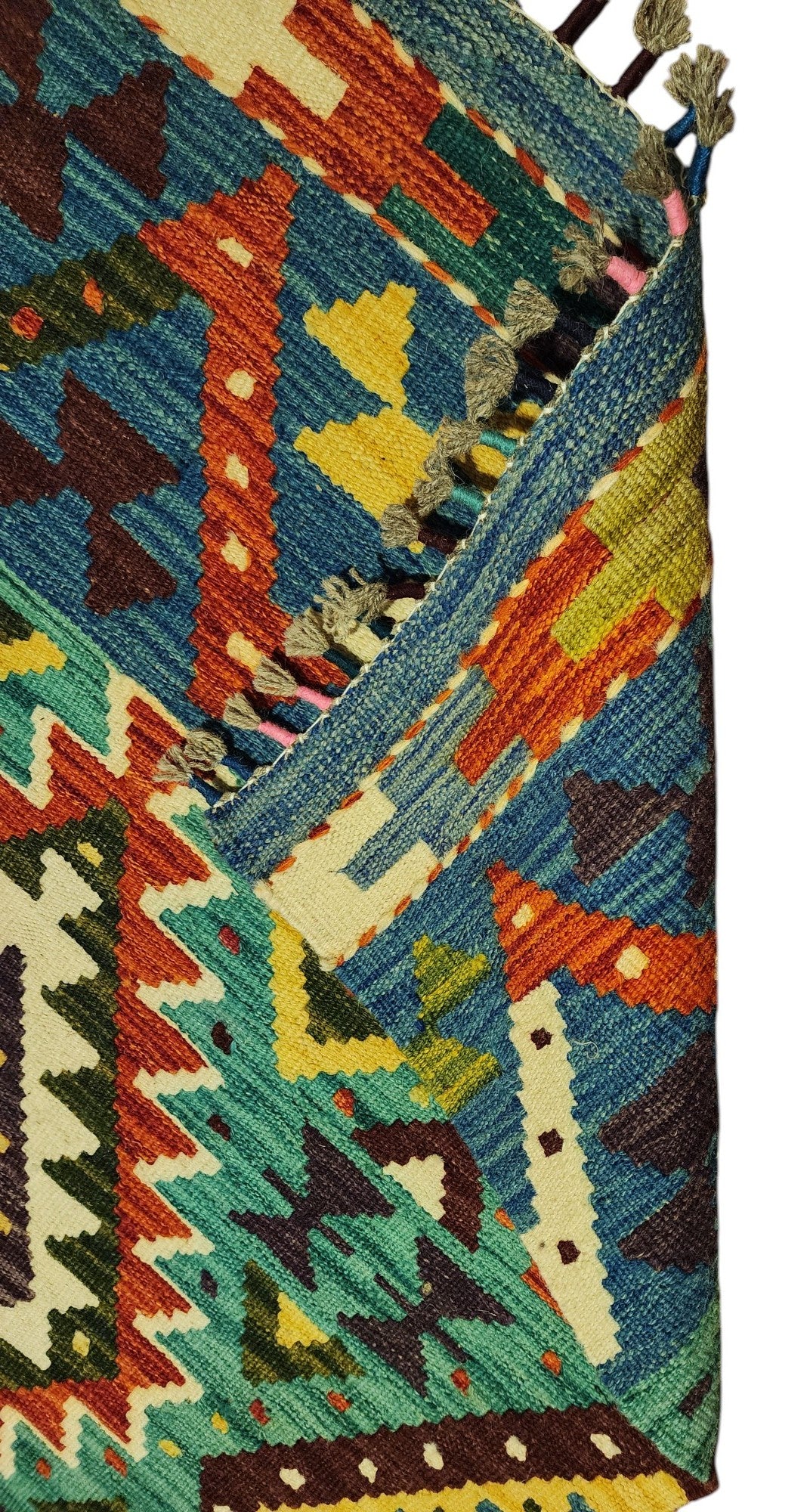 Hand-Woven Afghani Kilim Wool Rug 2'9" x 3'10"