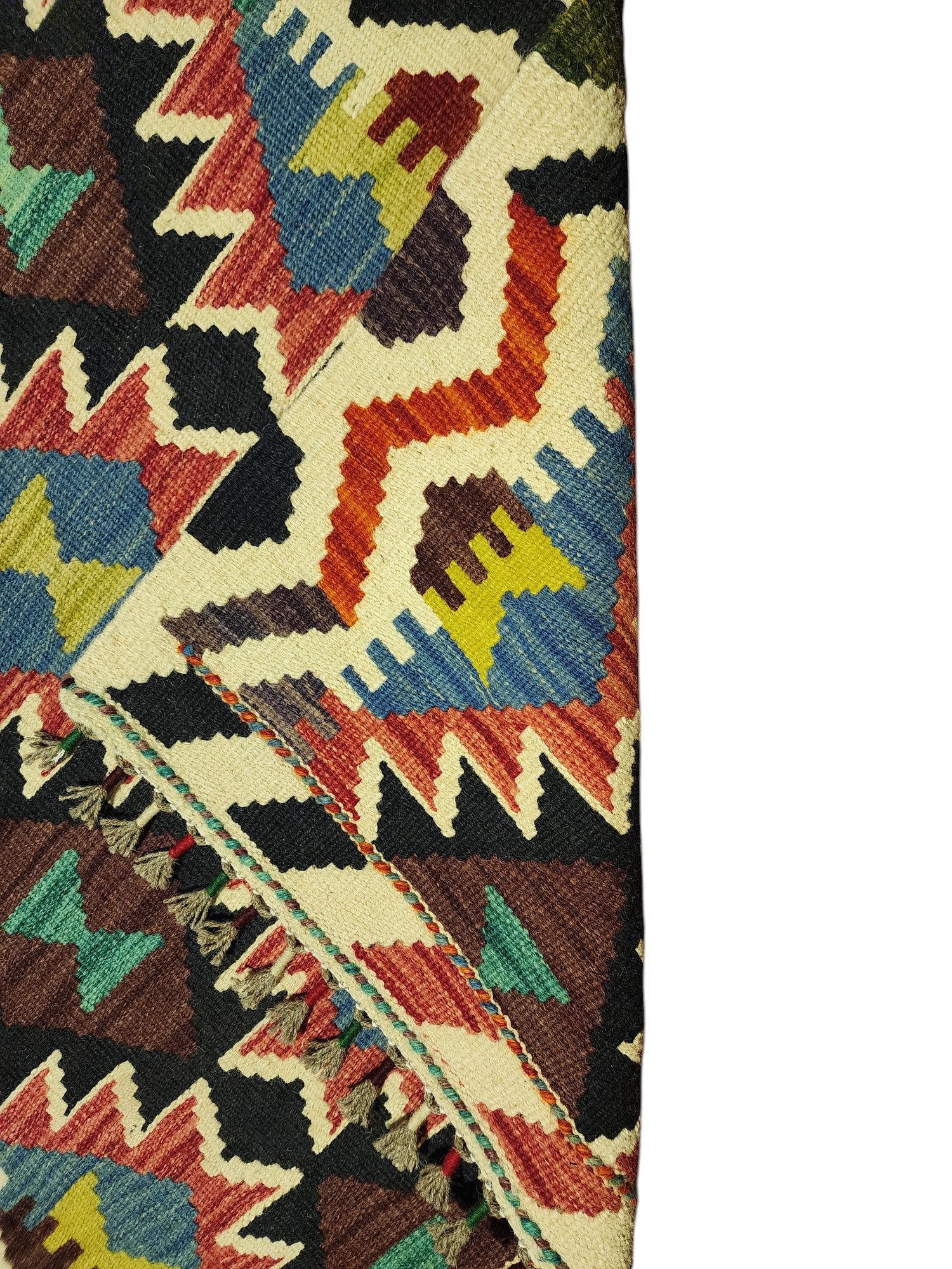 Hand-Woven Afghani Kilim Wool Rug 2'7" x 4'2"