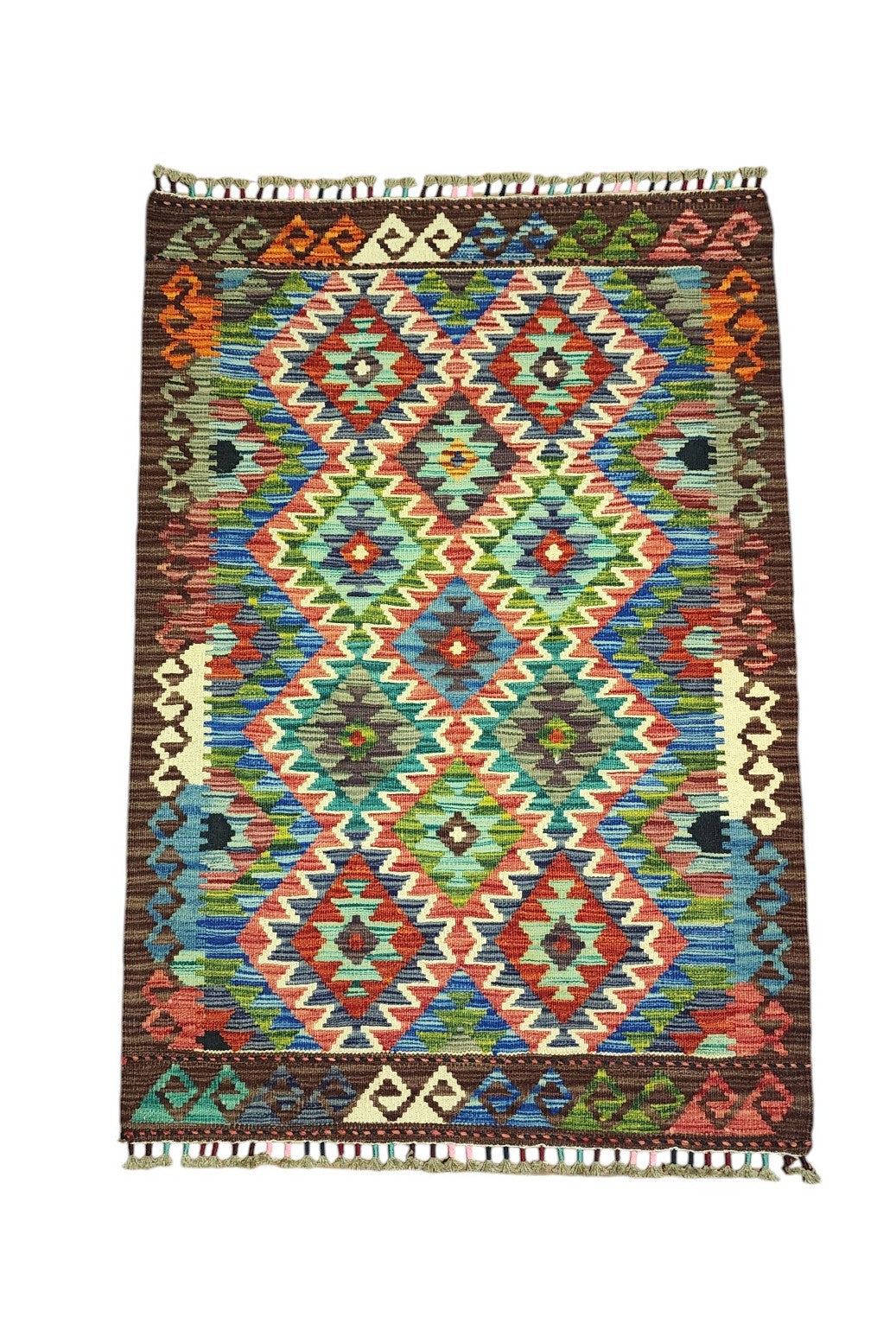 Hand-Woven Afghani Kilim Wool Rug 2'10" x 4'1"