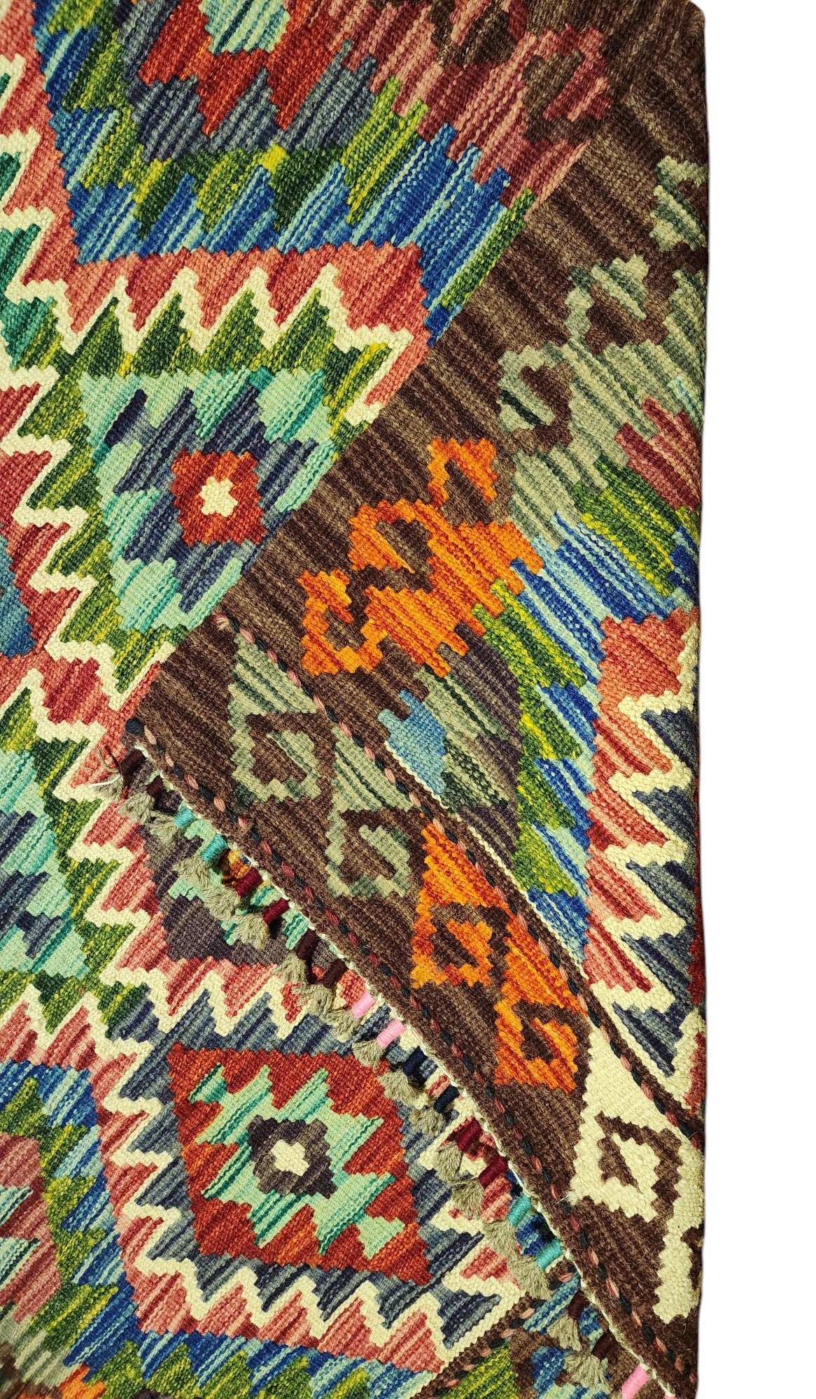 Hand-Woven Afghani Kilim Wool Rug 2'10" x 4'1"