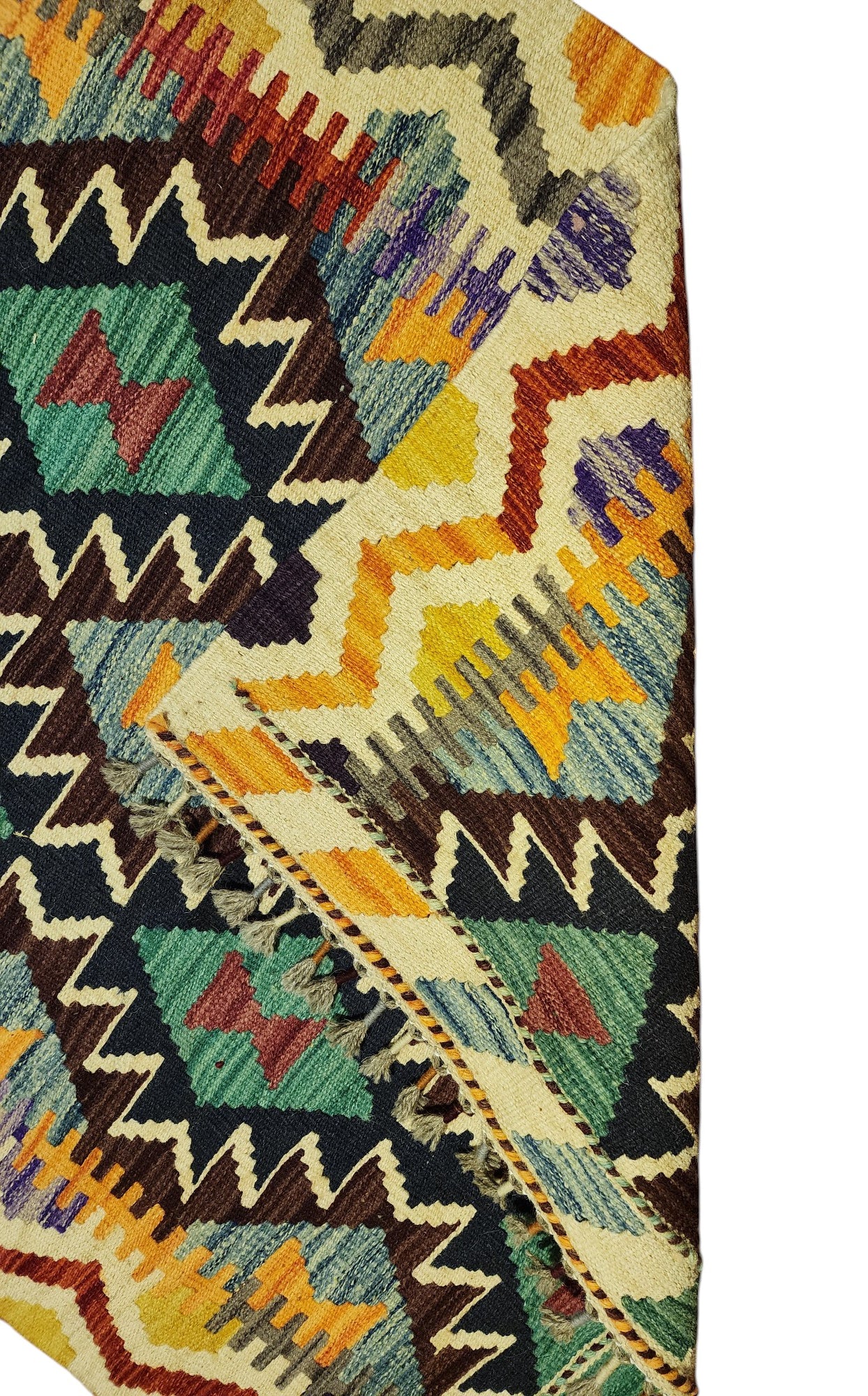 Hand-Woven Afghani Kilim Wool Rug 2'9" x 4'1"