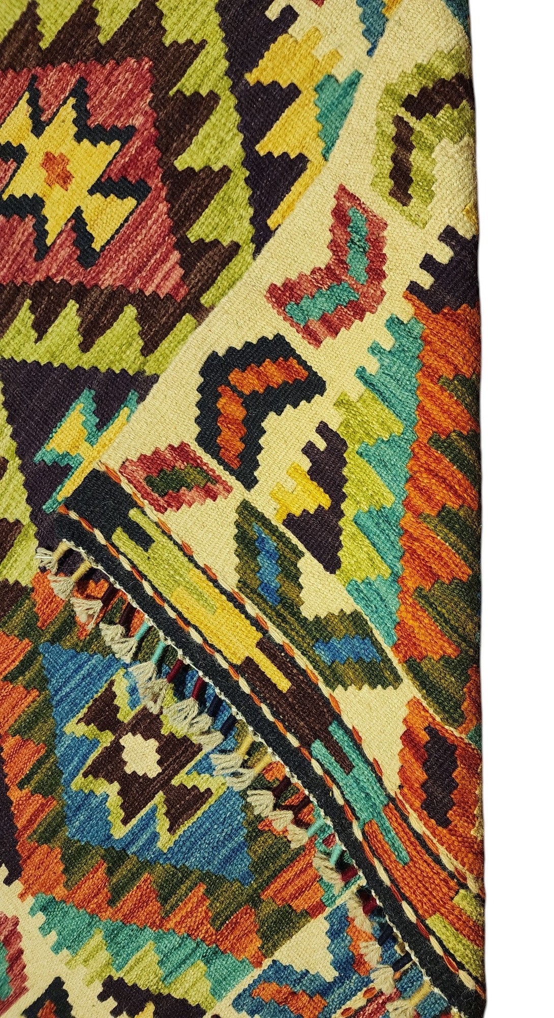 Hand-Woven Afghani Kilim Wool Rug 2'10" x 4'1"