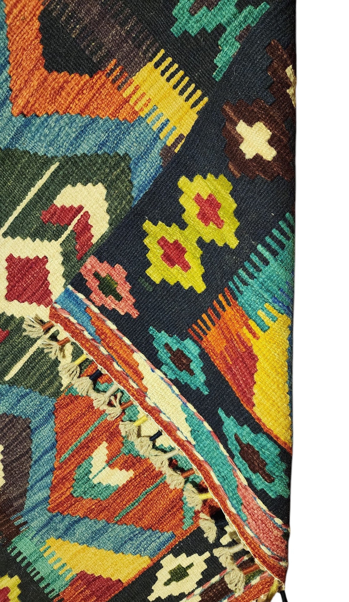 Hand-Woven Afghani Kilim Wool Rug 2'9" x 4'5"