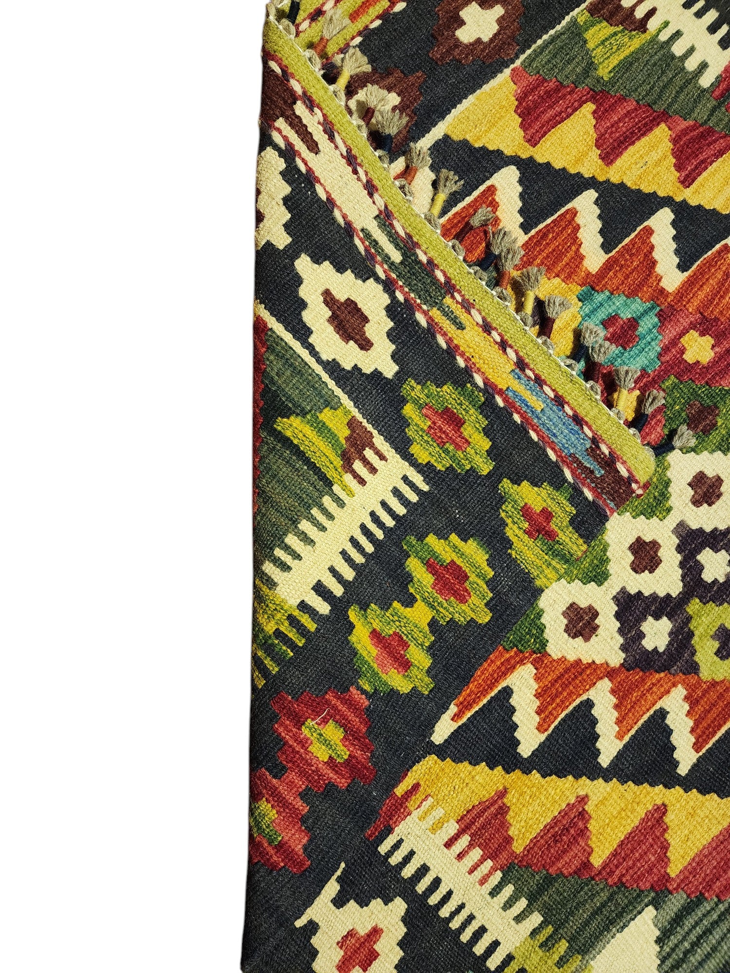 Hand-Woven Afghani Kilim Wool Rug 2'10" x 4'7"