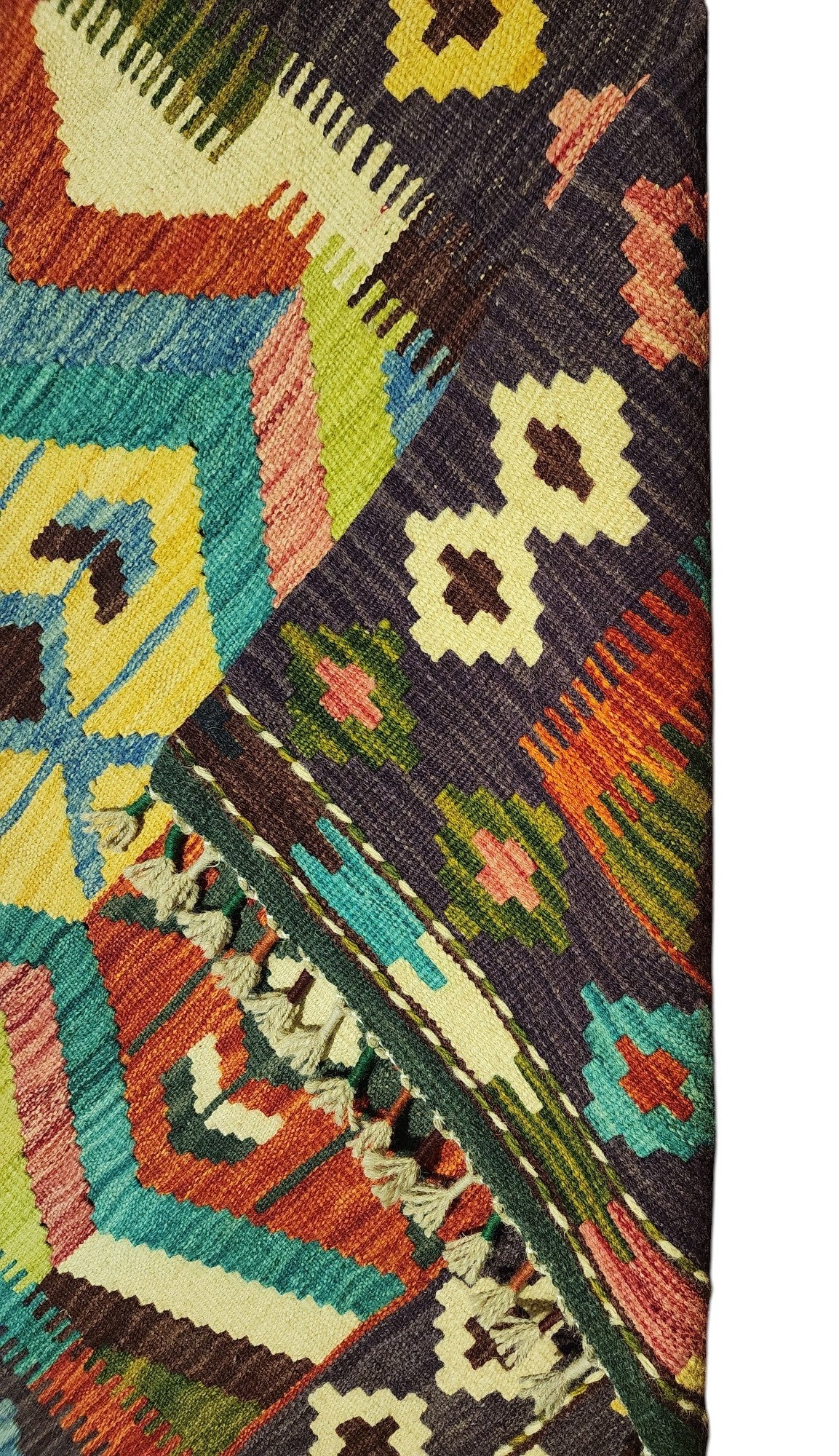 Hand-Woven Afghani Kilim Wool Rug 2'11" x 4'3"