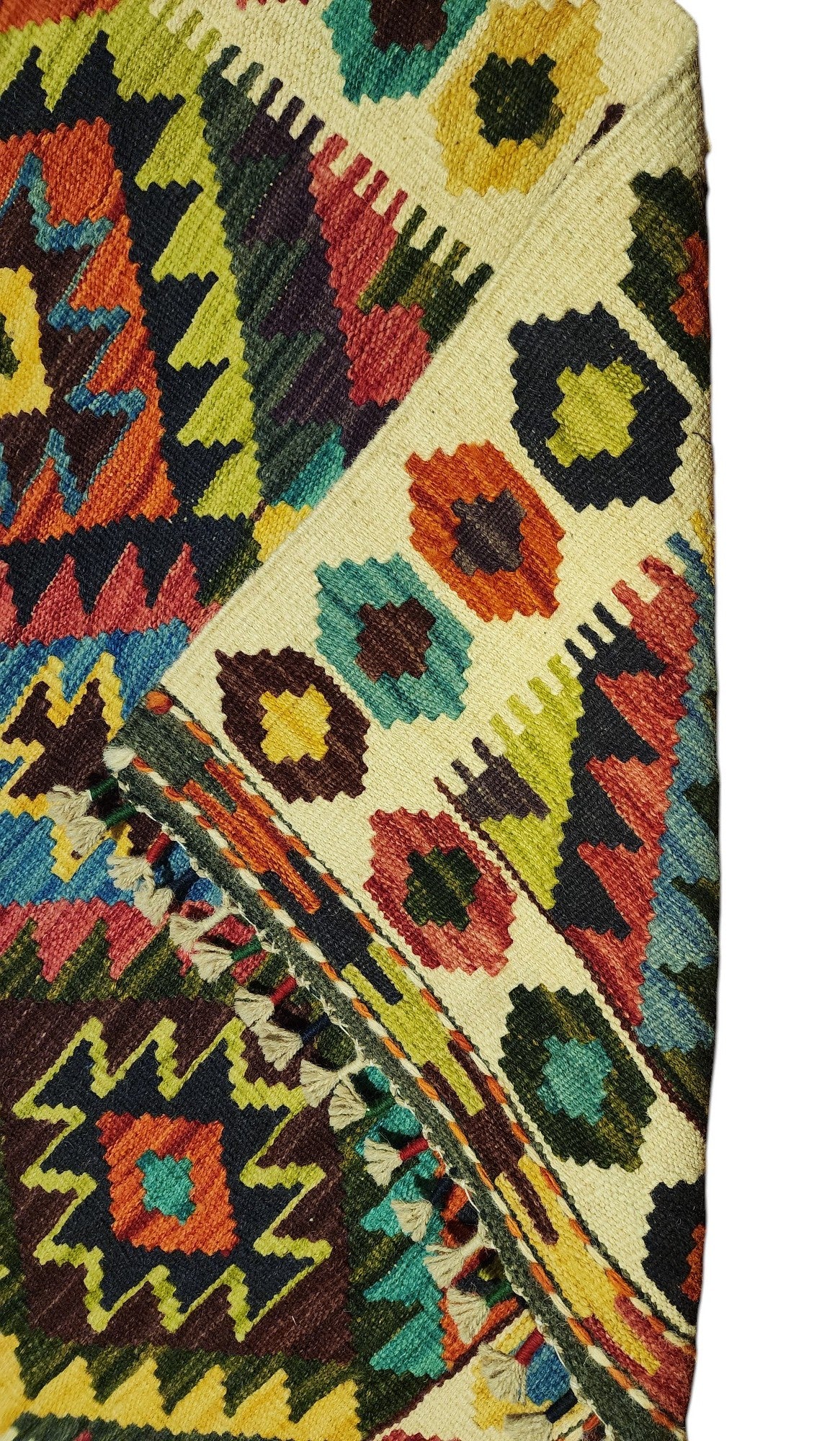 Hand-Woven Afghani Kilim Wool Rug 2'11" x 4'1"