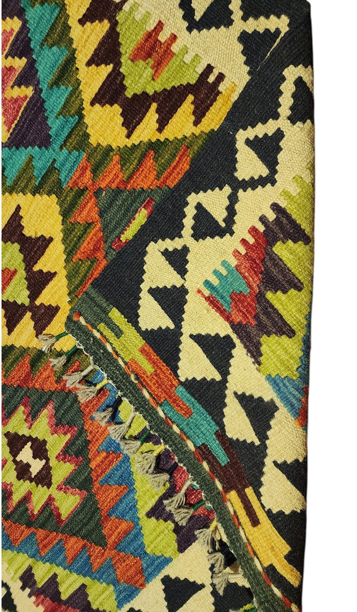 Hand-Woven Afghani Kilim Wool Rug 2'10" x 4'1"