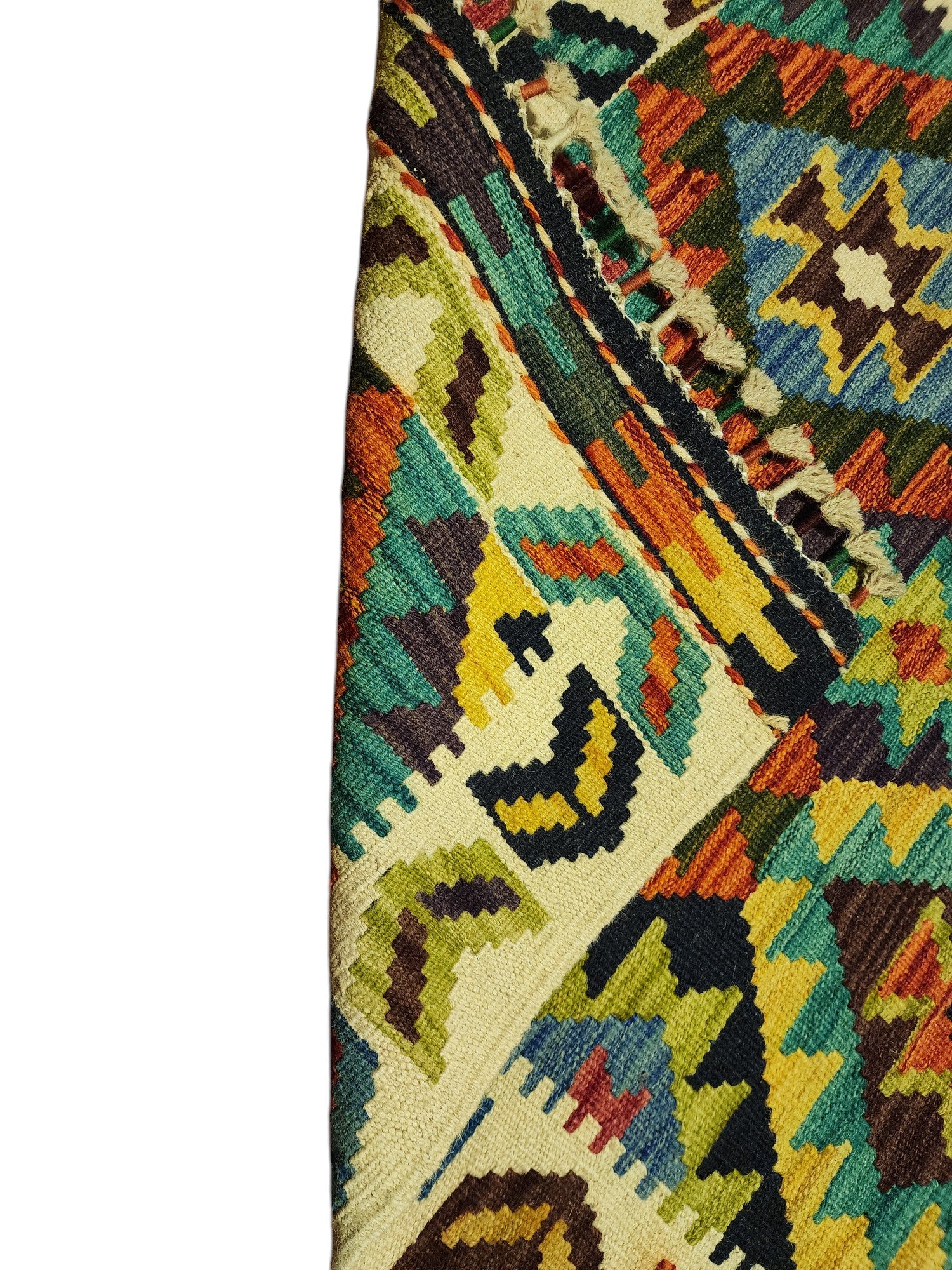 Hand-Woven Afghani Kilim Wool Rug 2'10" x 4'2"