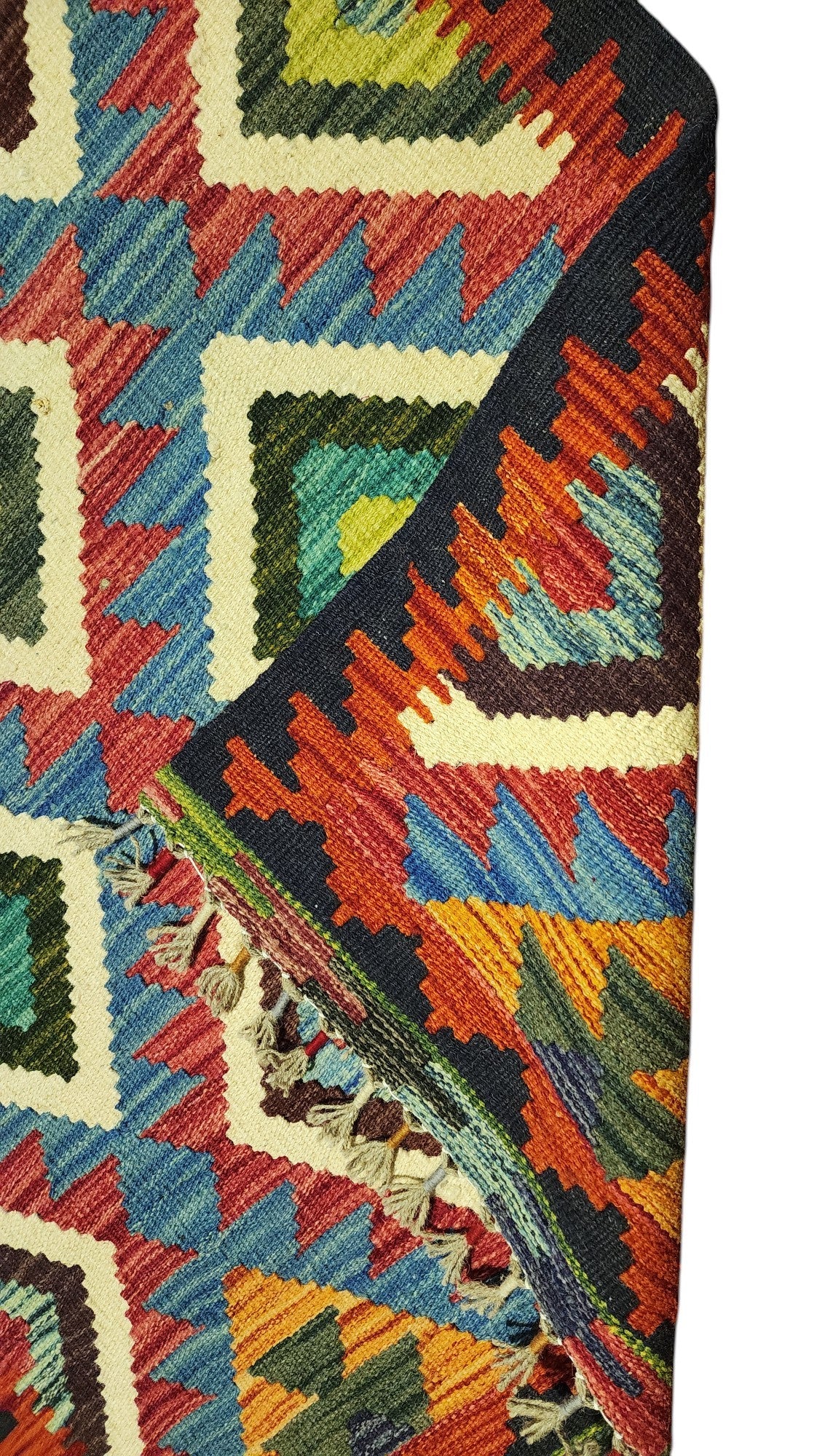 Hand-Woven Afghani Kilim Wool Rug 2'8" x 4'1"