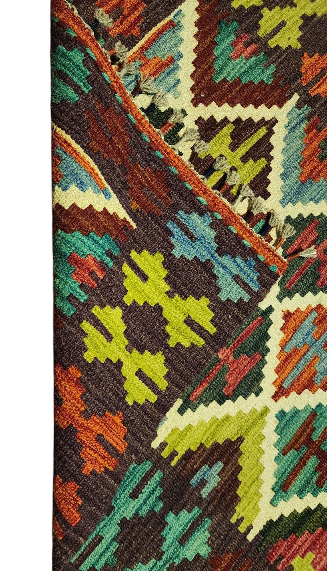 Hand-Woven Afghani Kilim Wool Rug 2'8" x 3'11"