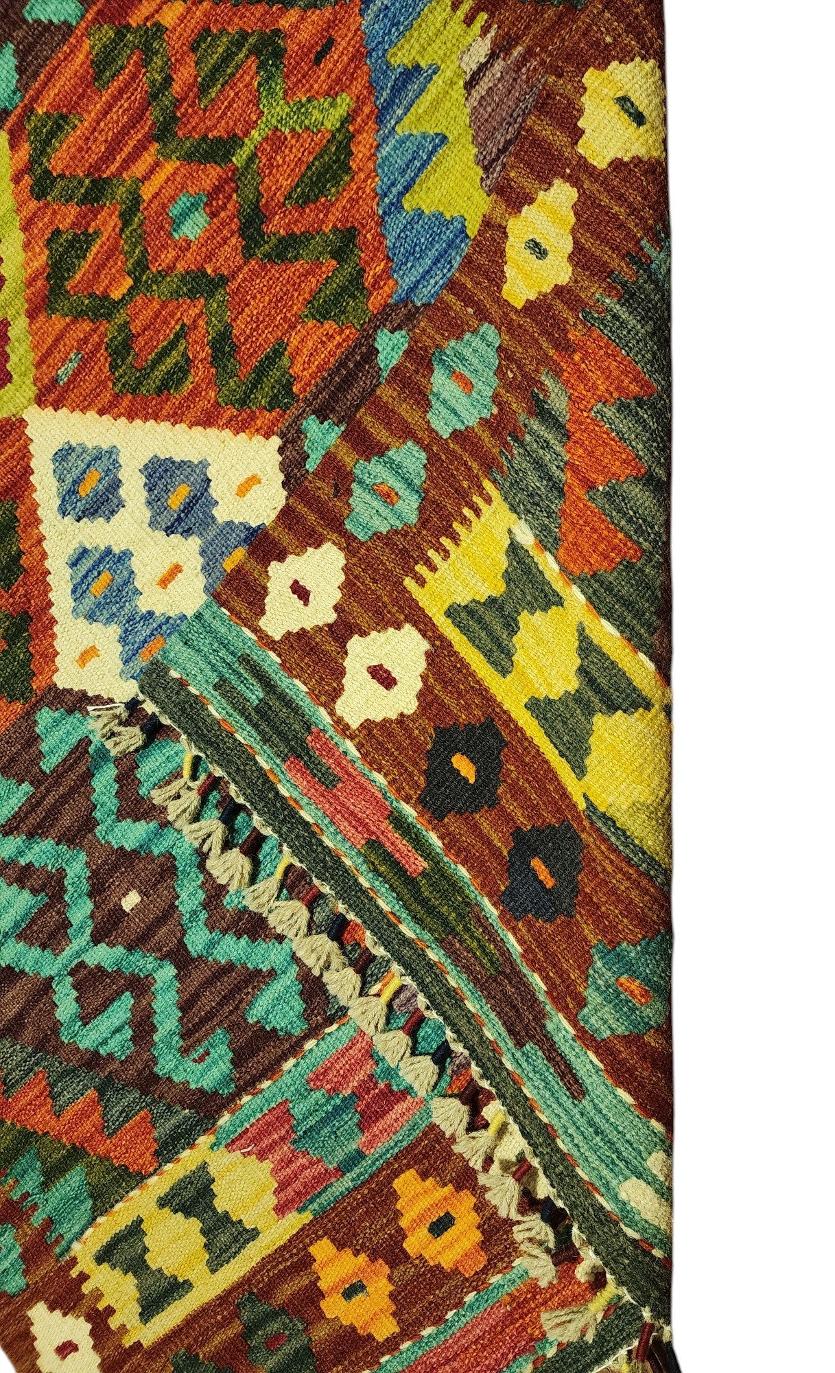 Hand-Woven Afghani Kilim Wool Rug 2'11" x 4'4"