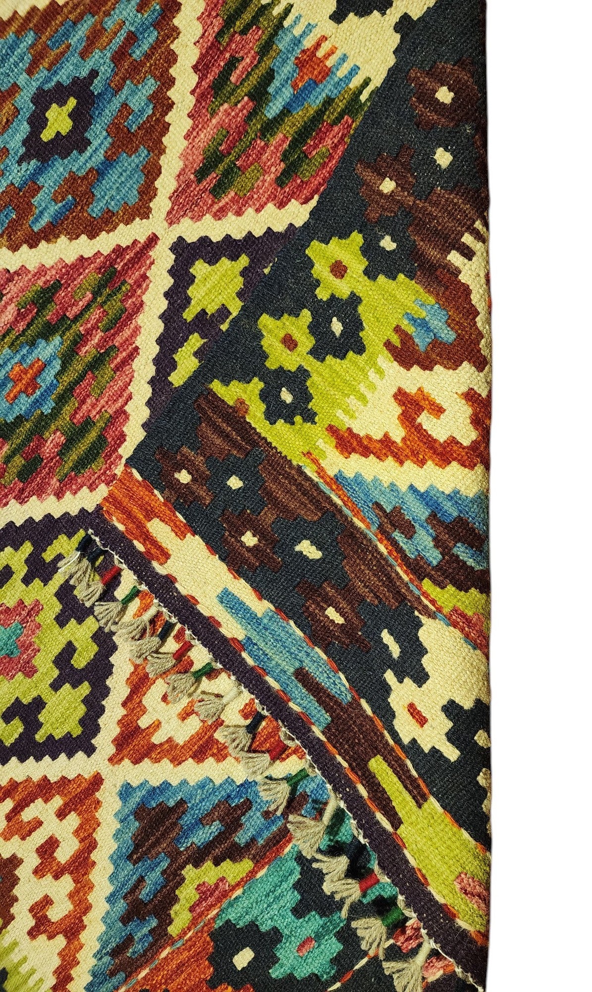 Hand-Woven Afghani Kilim Wool Rug 2'8" x 4'2"